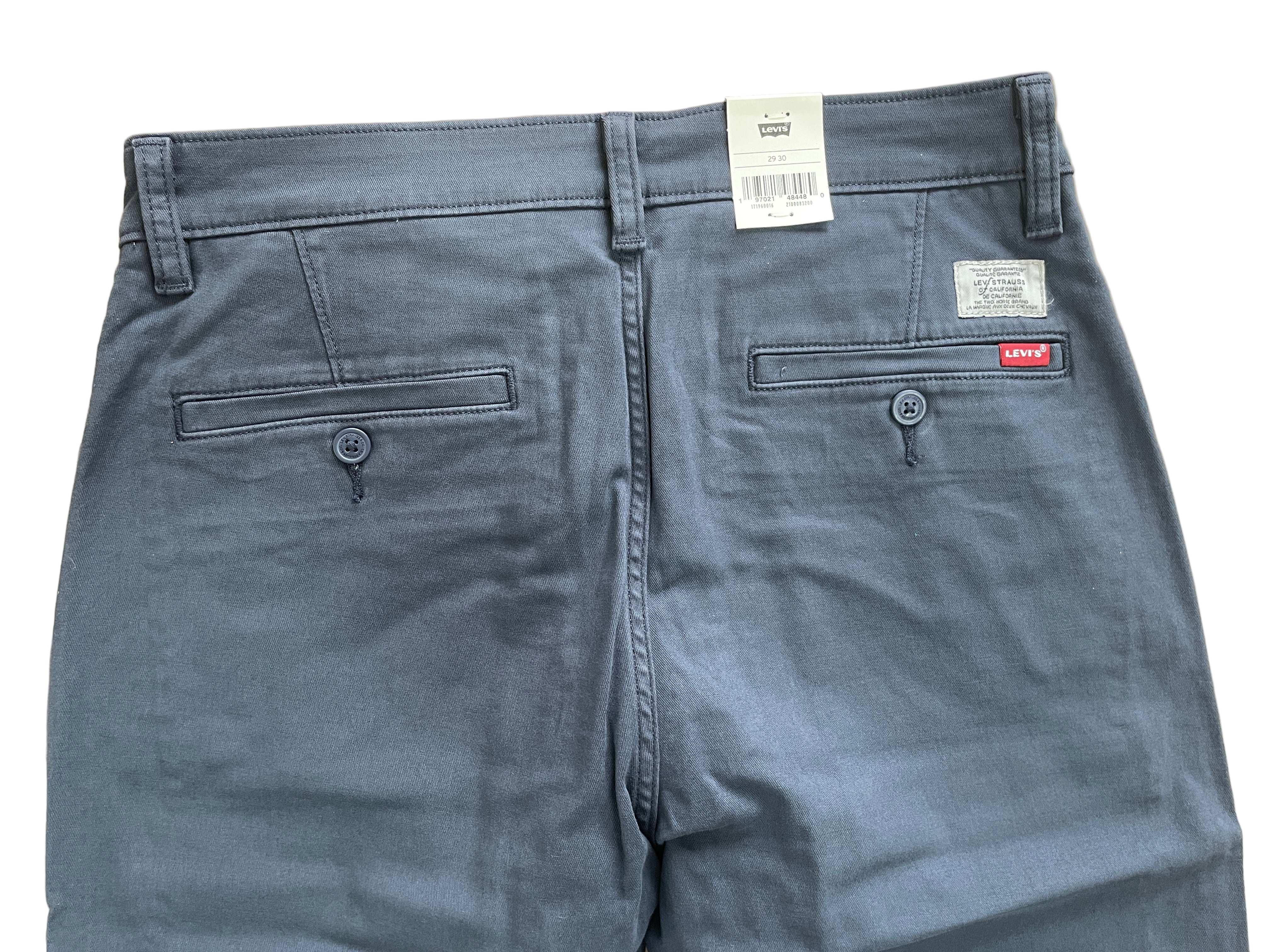 Levi’s XX Chino Standard Taper men’s pants in slate blue, size 29x30, garment-dyed for vintage look