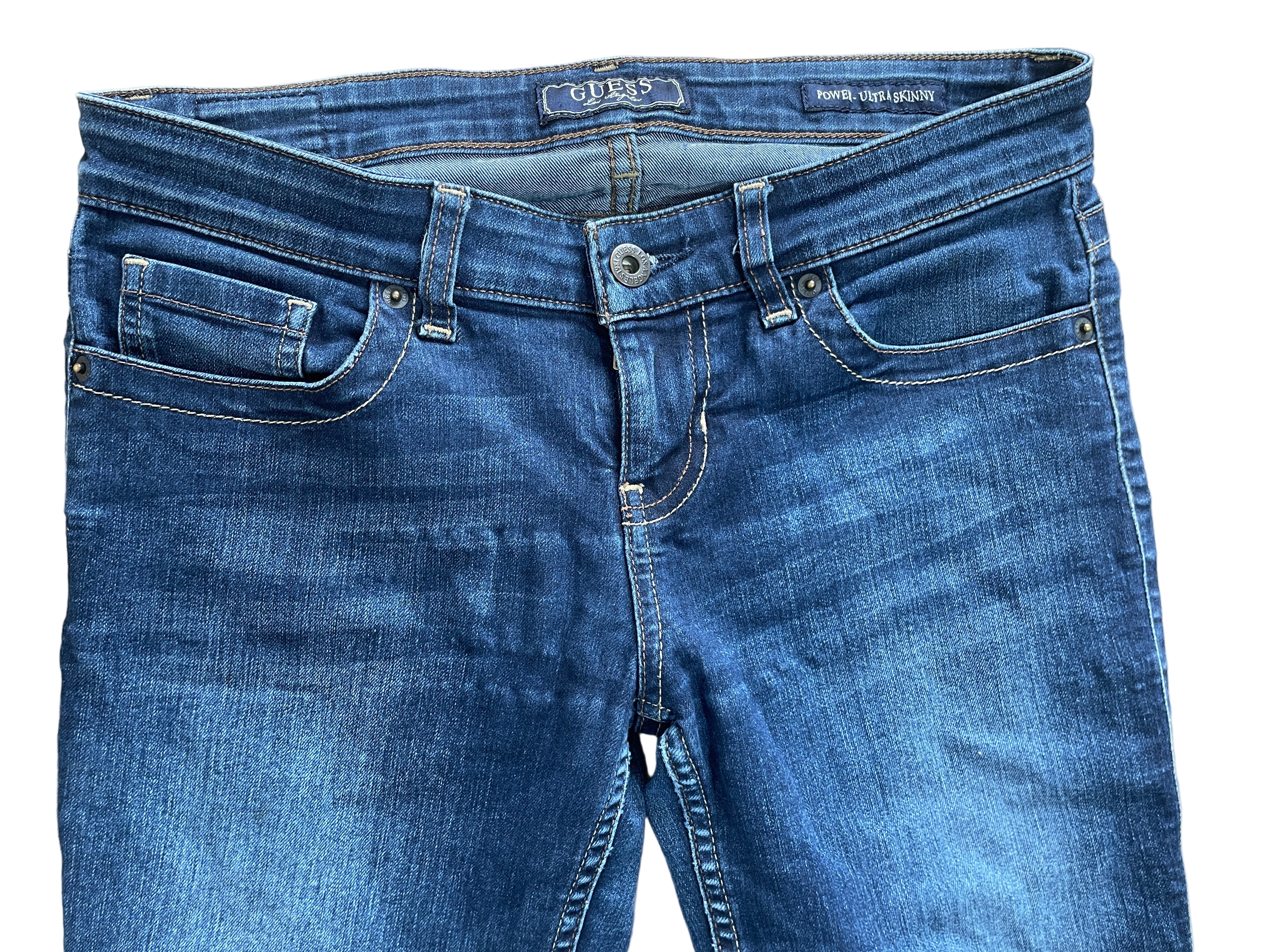 Guess Power Ultra Skinny jeans in dark wash, size 27, five-pocket design with zipper fly and button closure