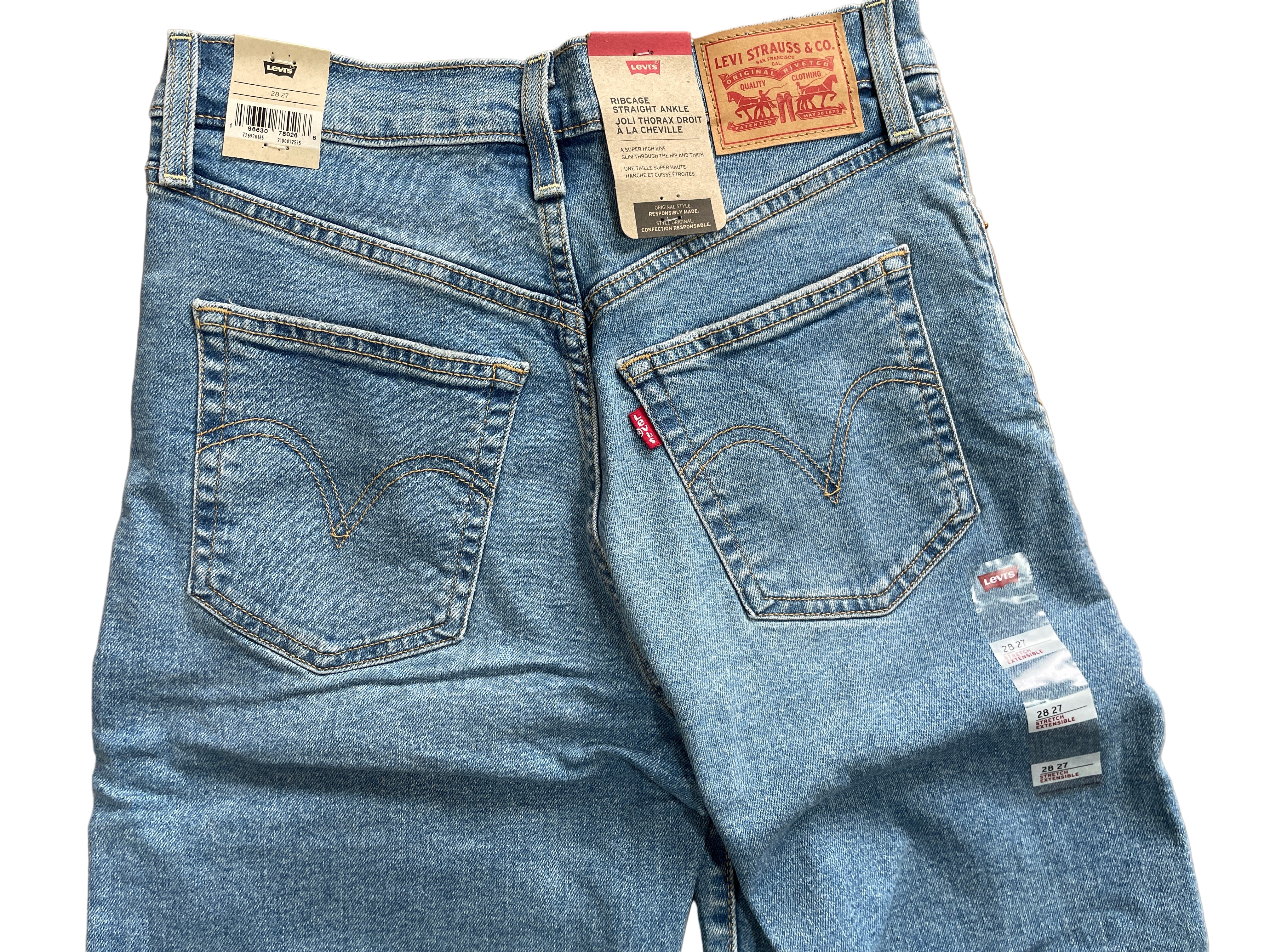 levi's ribcage straight ankle women's jeans light wash back view