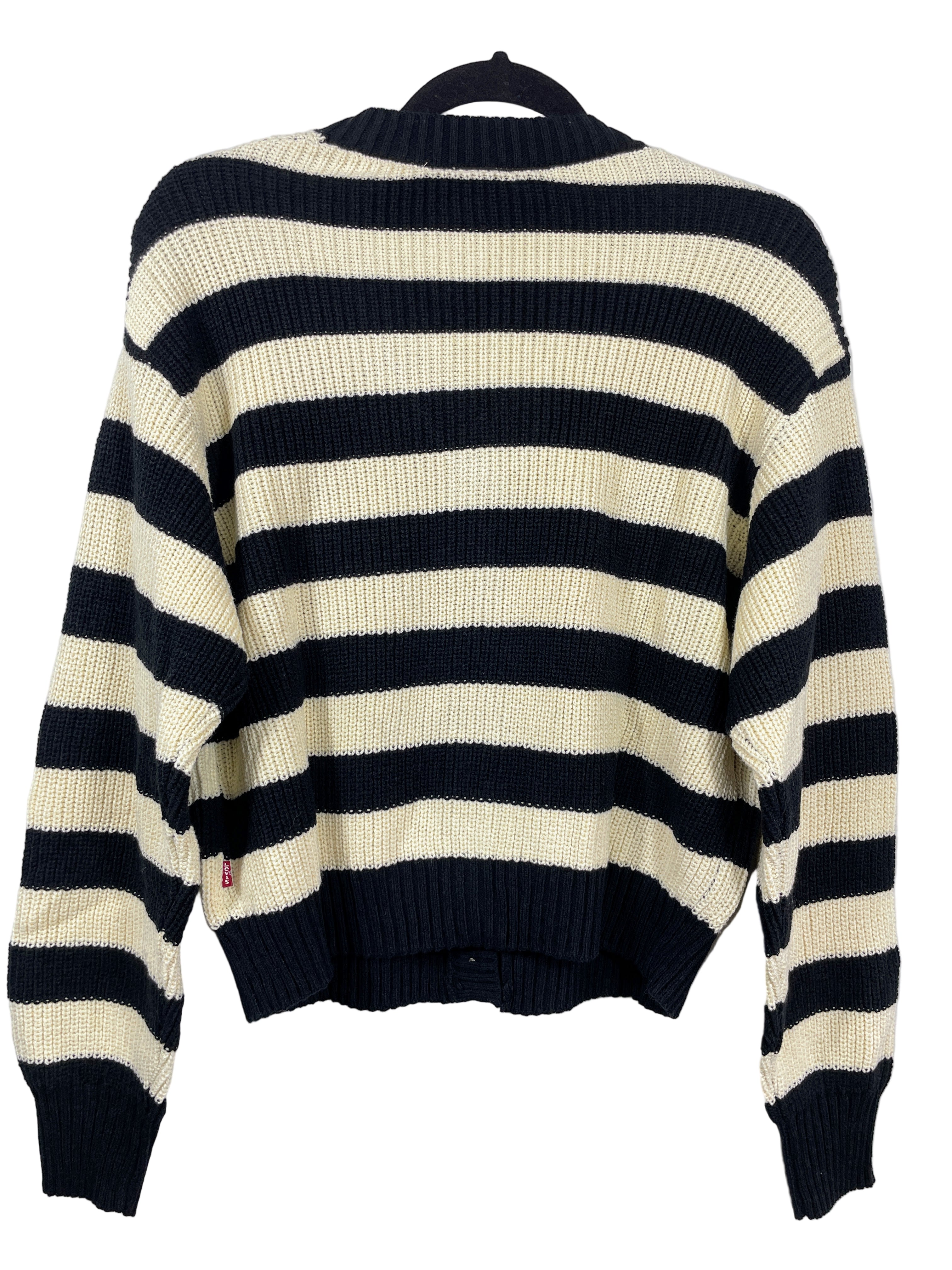 Levi’s black and cream striped cardigan back view