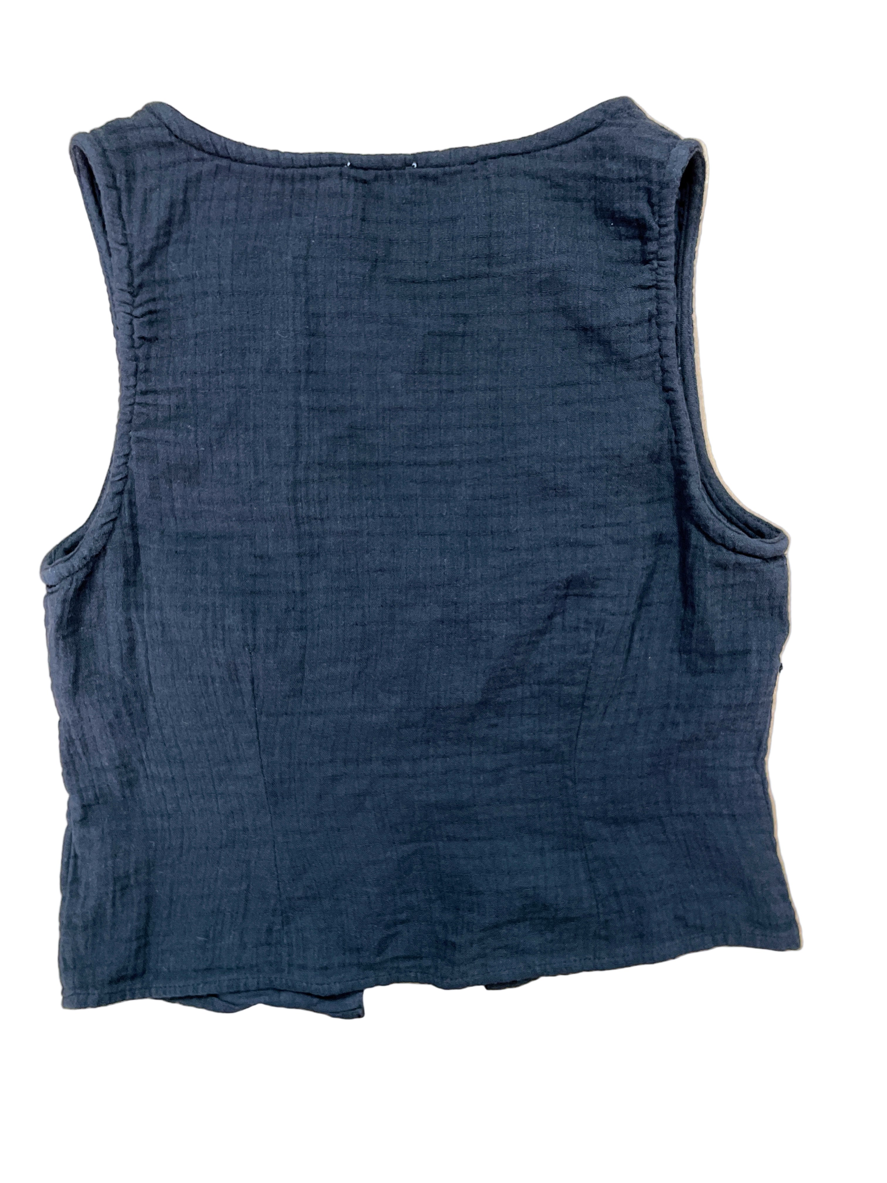 Back view of Princess Polly black sleeveless button front top