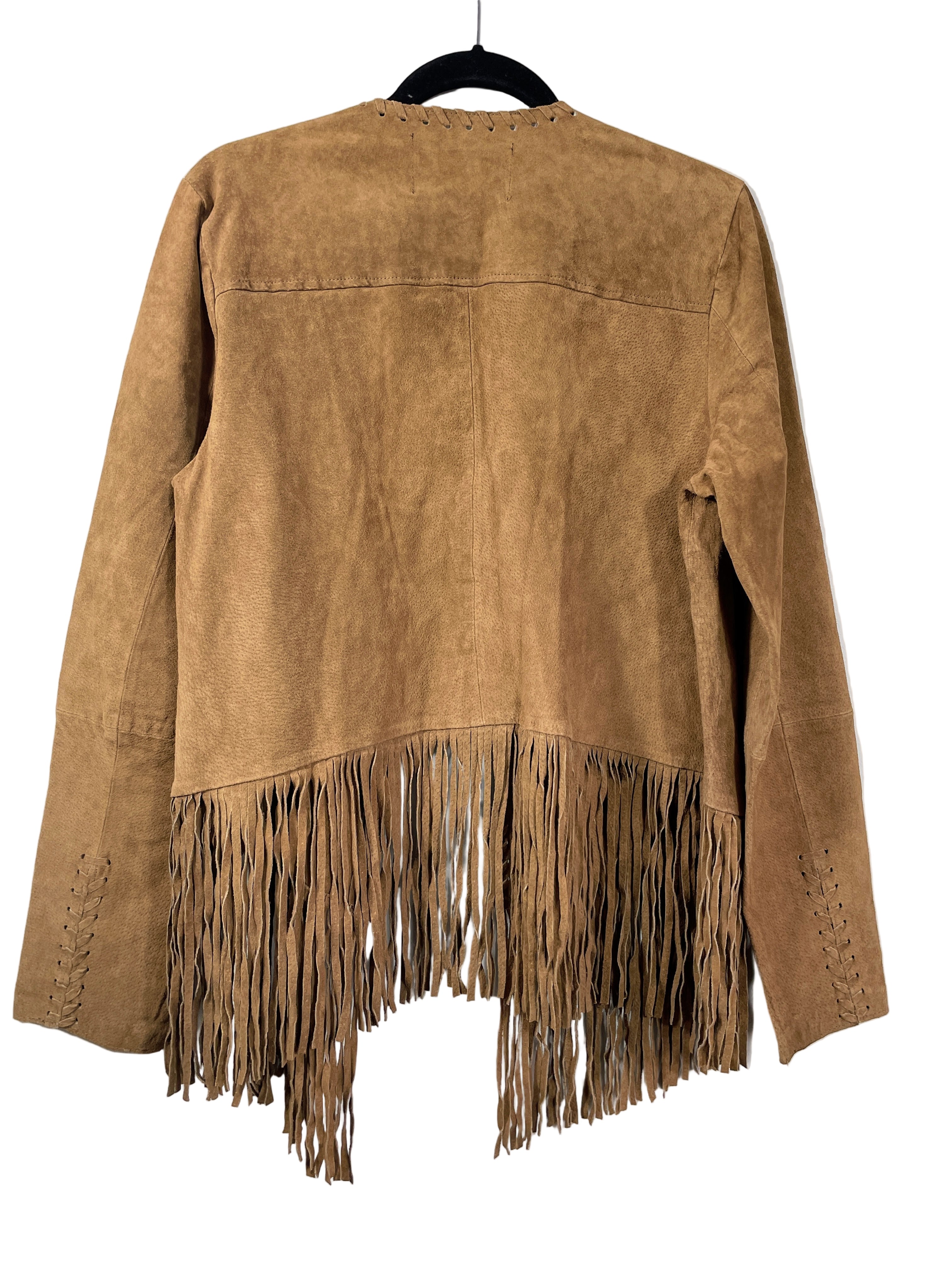 Vintage Danier tan suede fringed jacket back view