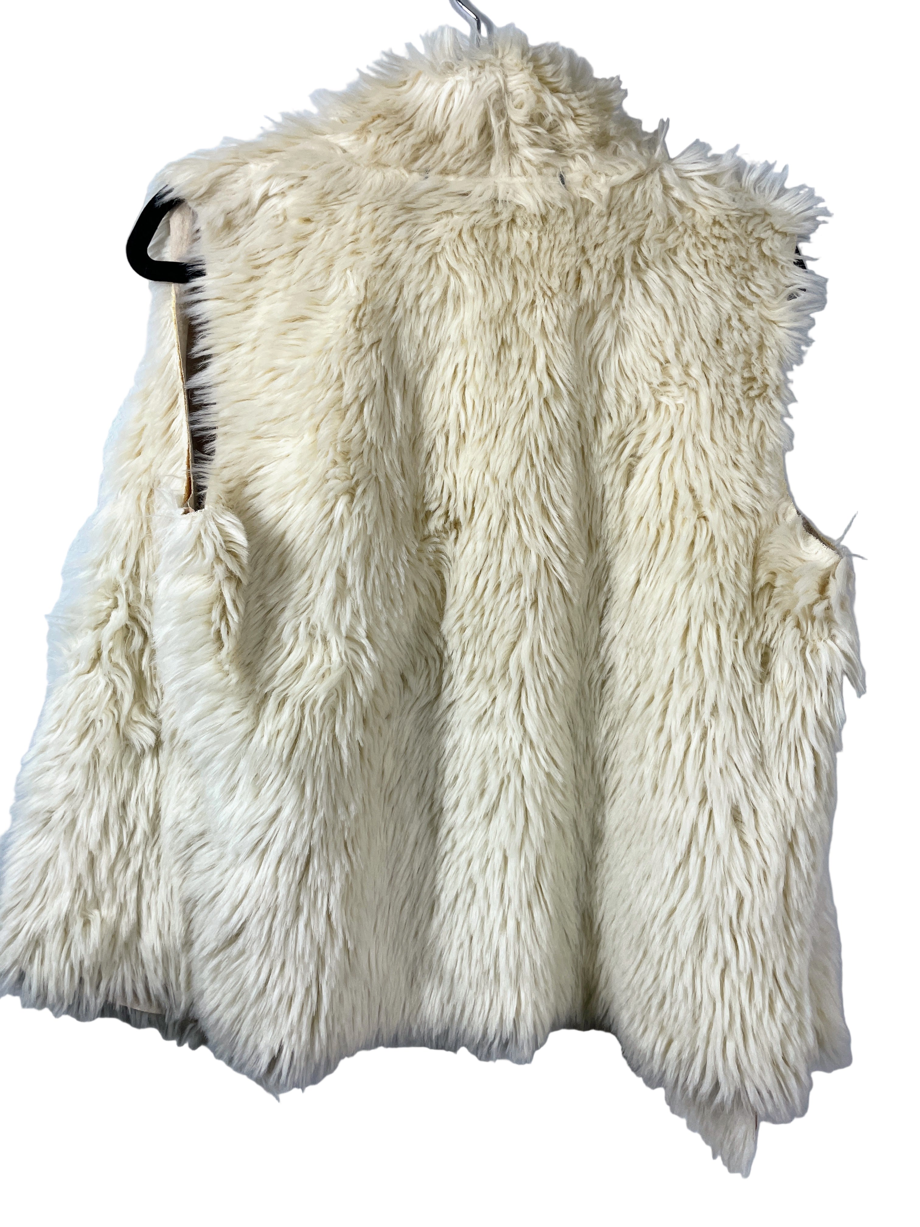 Cream faux fur vest back view