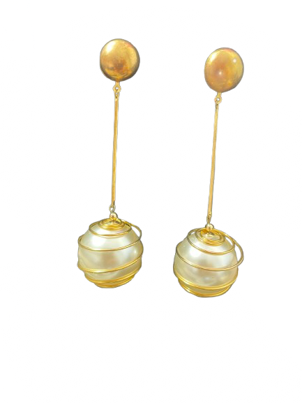 faux pearl and gold drop earrings