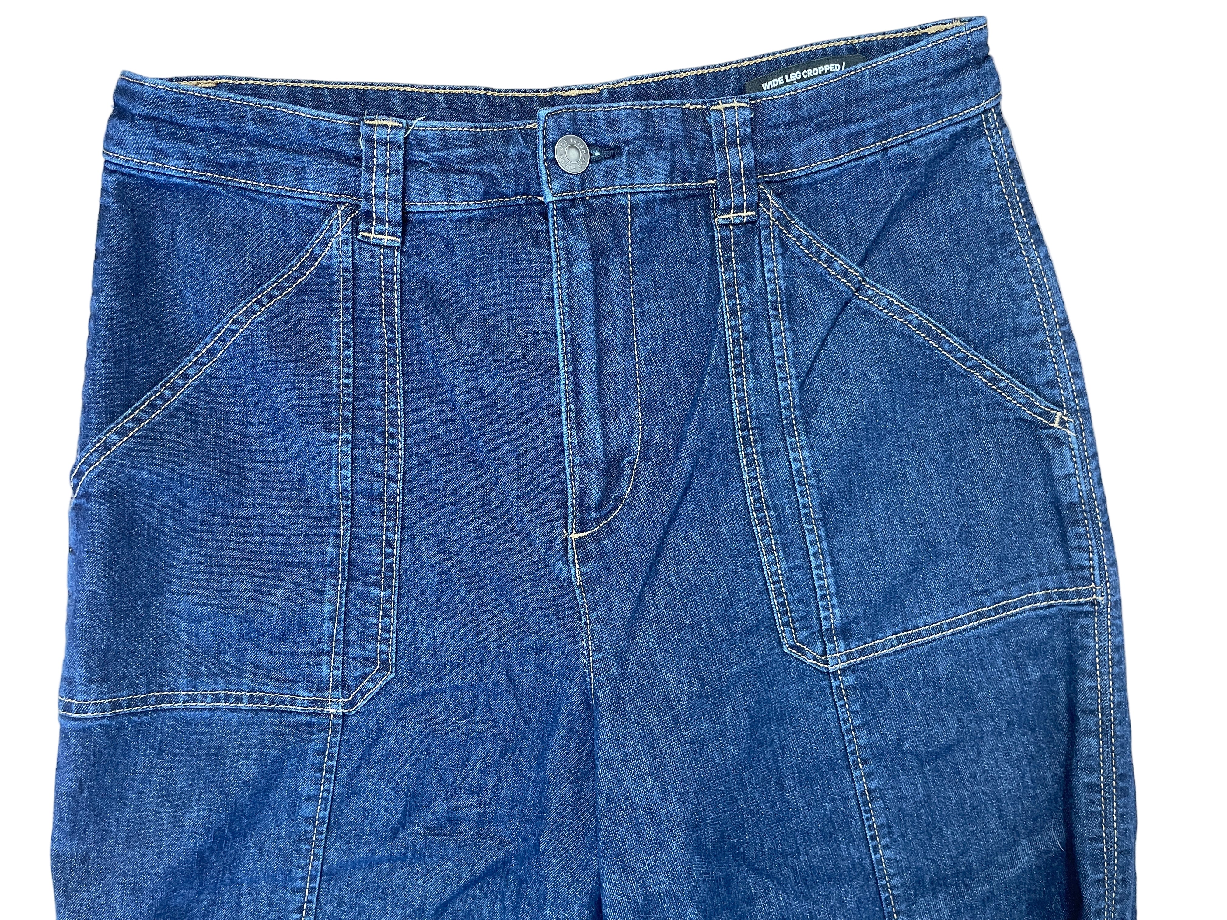 joe fresh wide leg cropped jeans size 10 front view