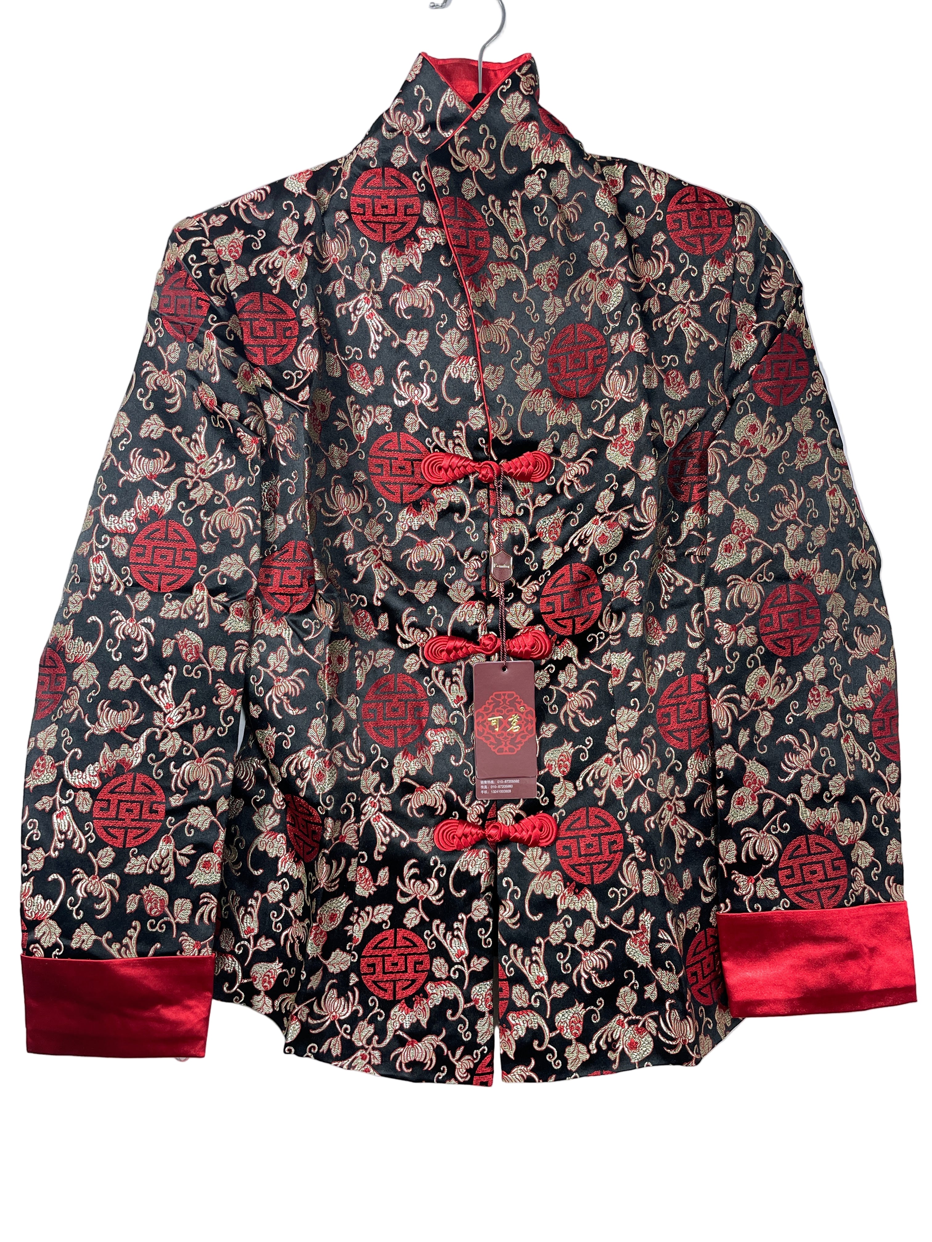 ke ming black and red traditional jacket front view