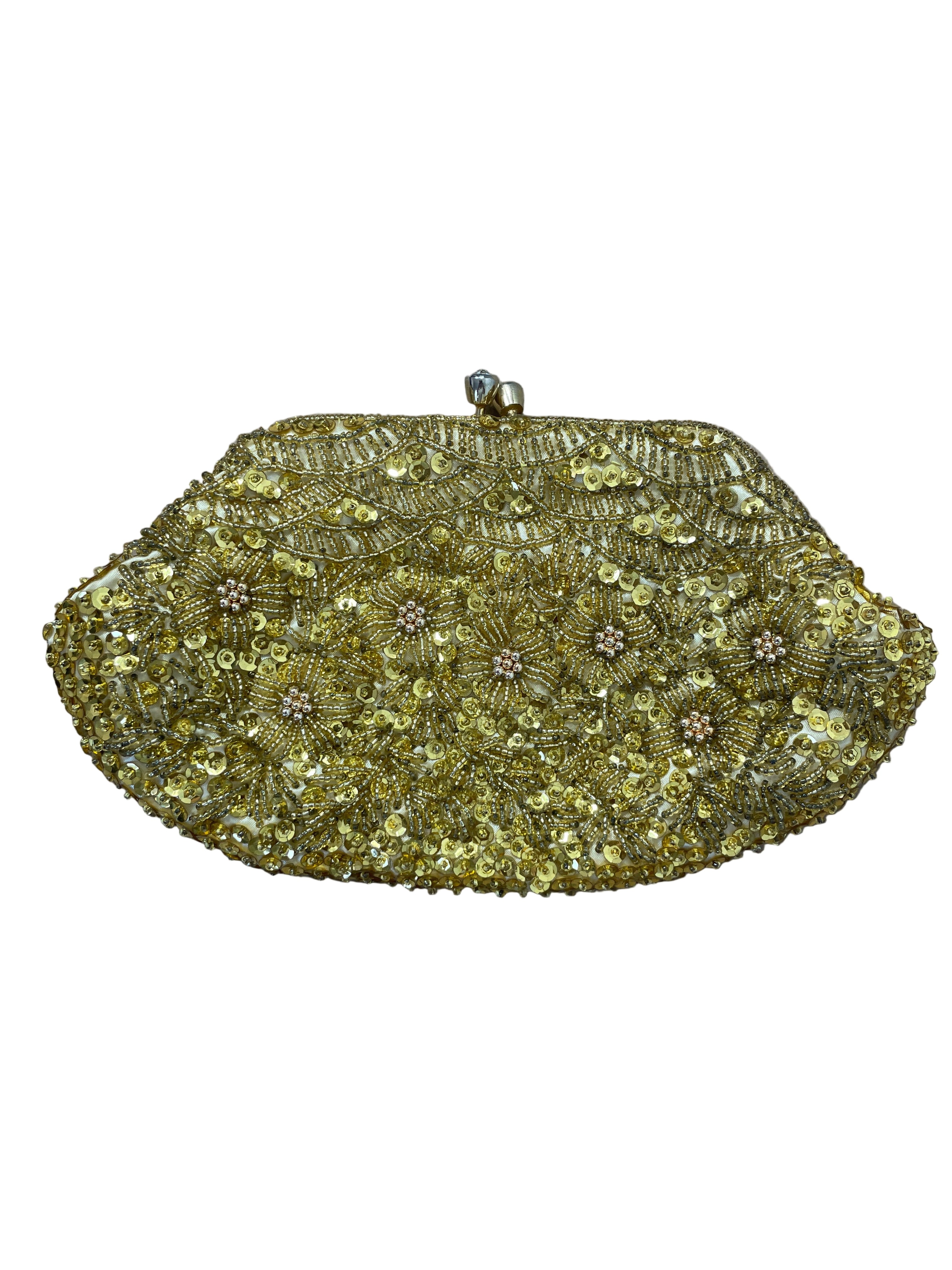 vintage mikko gold sequinned beaded evening purse back view