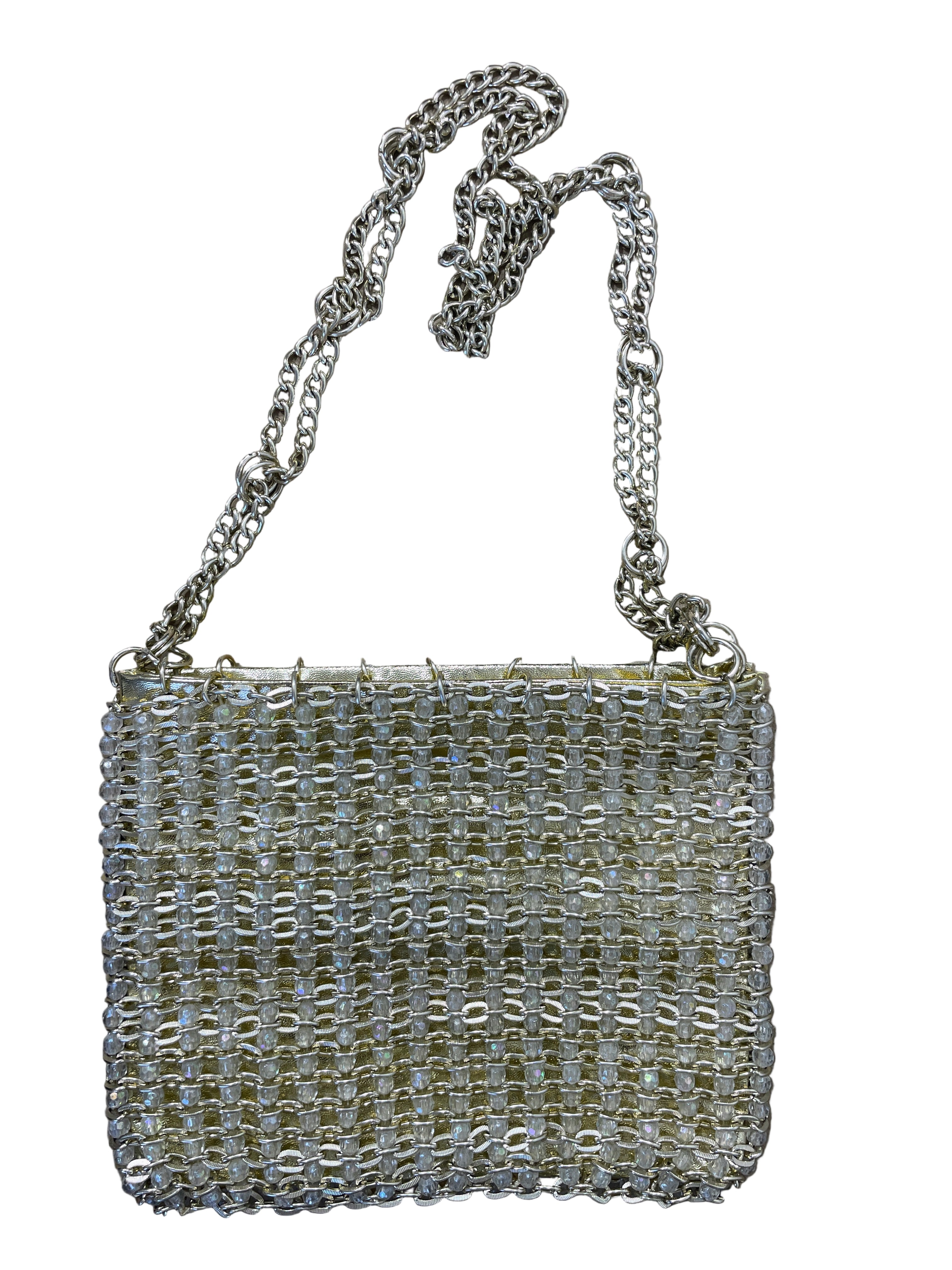 vintage du-val chain woven beaded purse back view