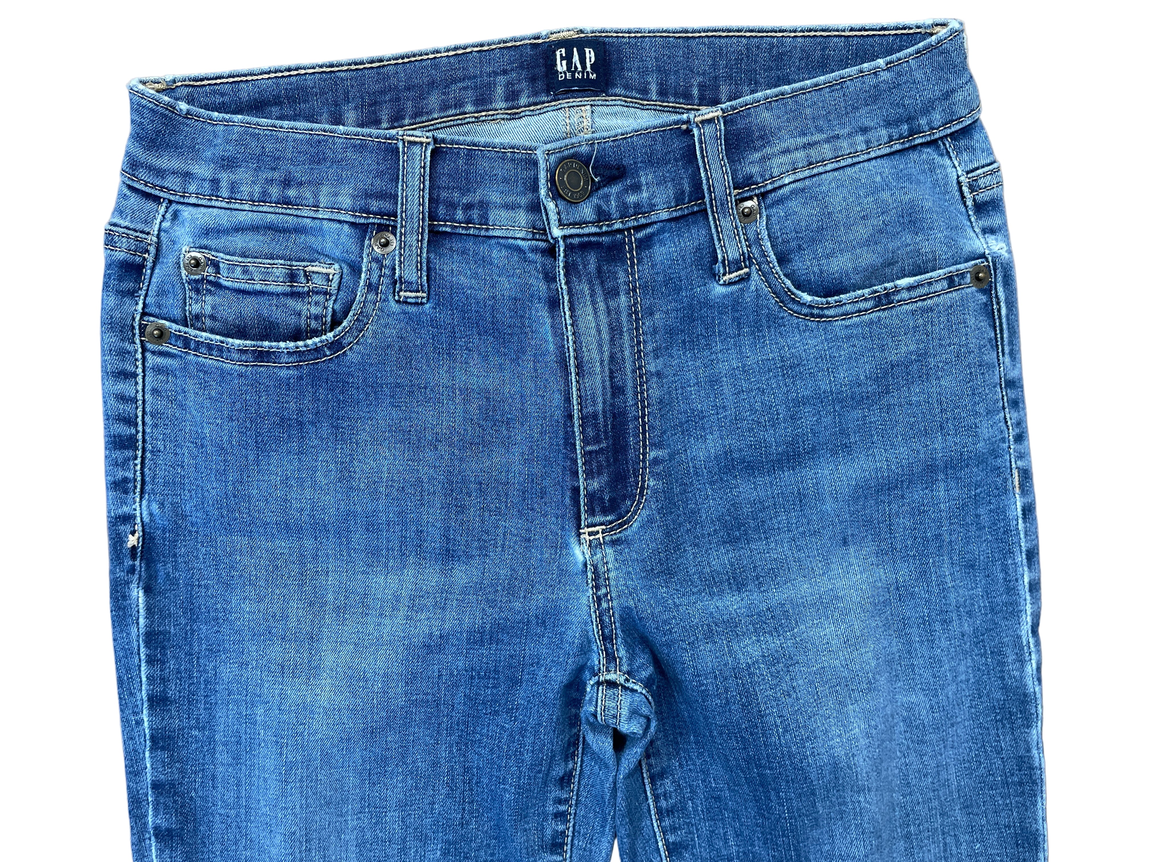 Gap Perfect Boot jeans front waist and fly close-up