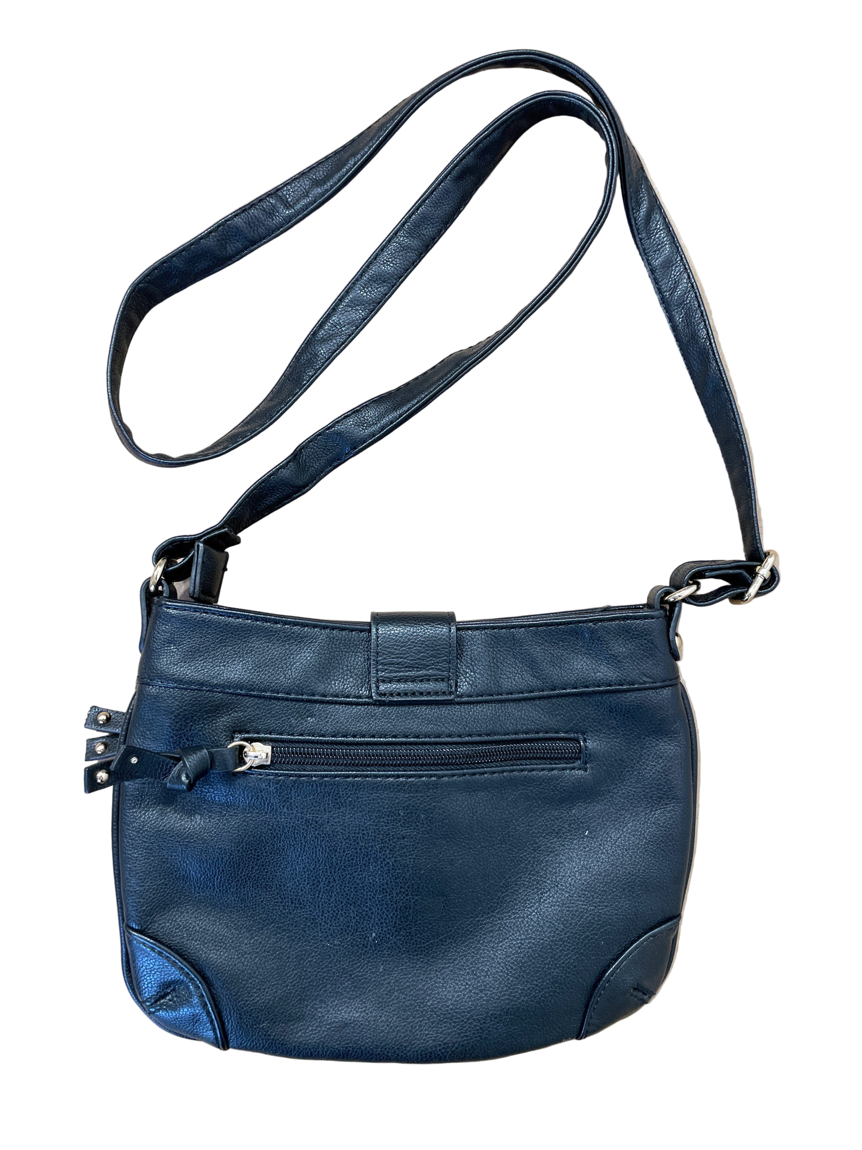Back view of Aldo crossbody purse with exterior zippered pocket