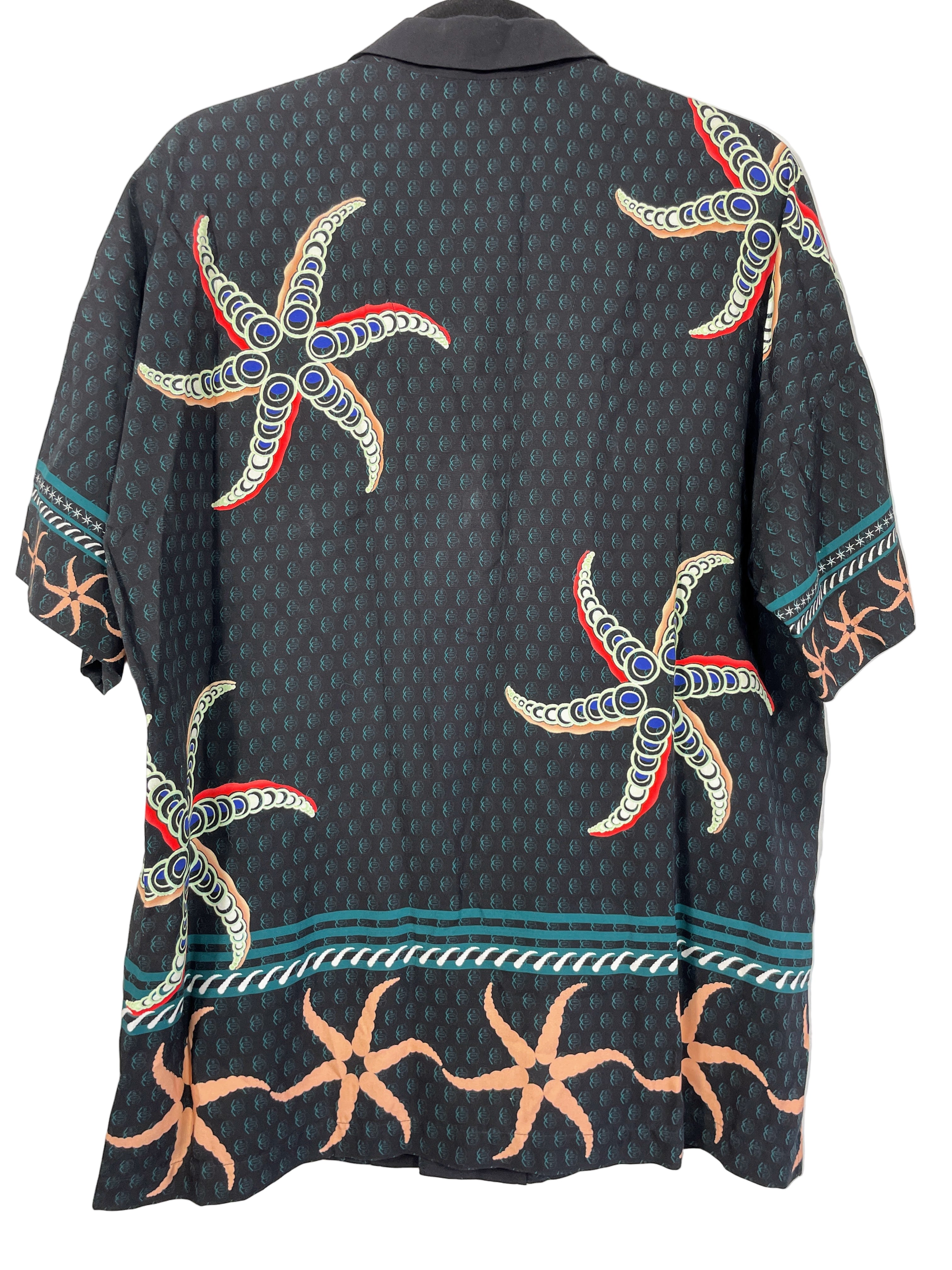 Back view of Scotch & Soda men’s starfish print short sleeve shirt
