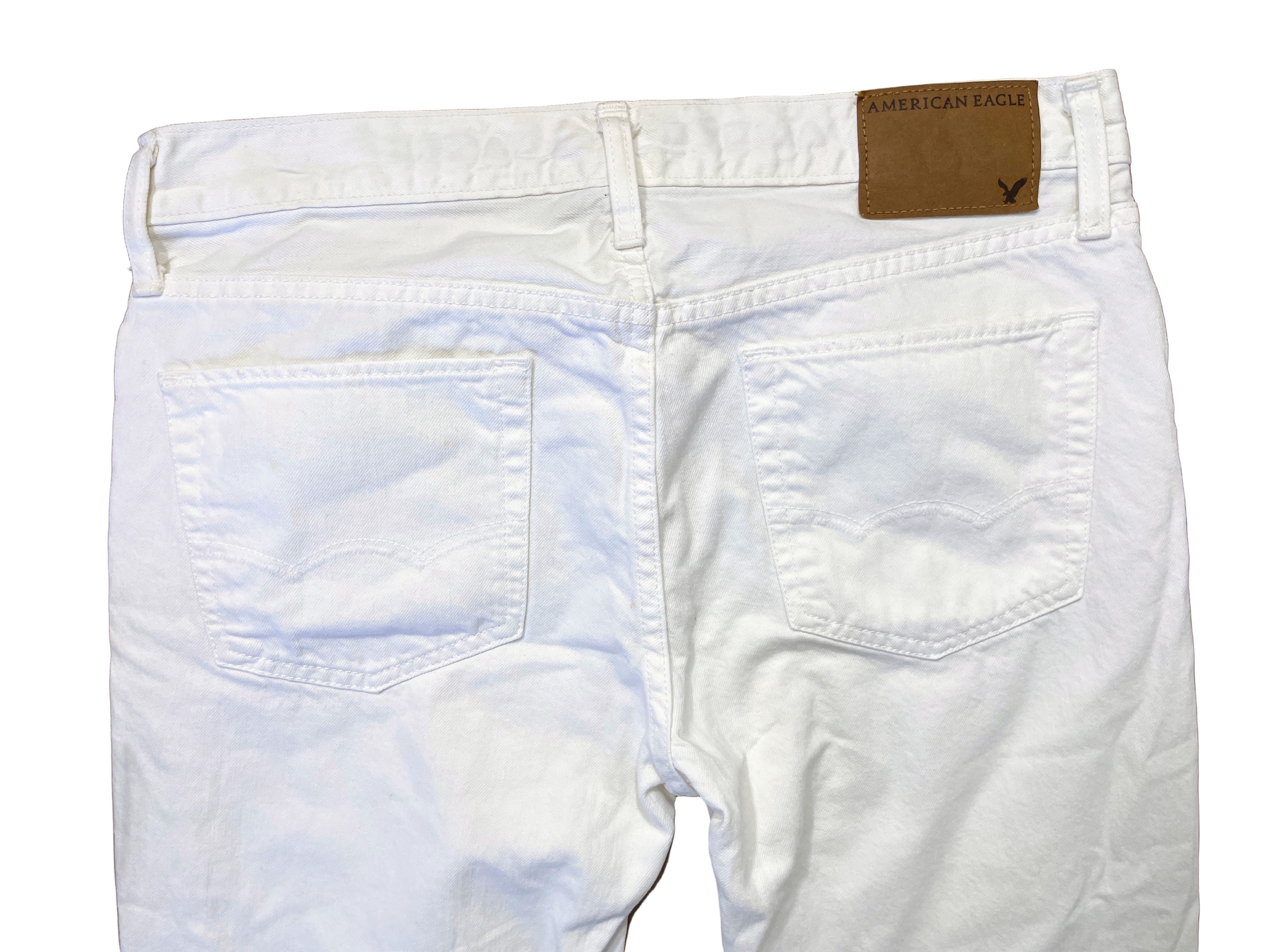 Back view of American Eagle men’s slim fit jeans with leather logo patch