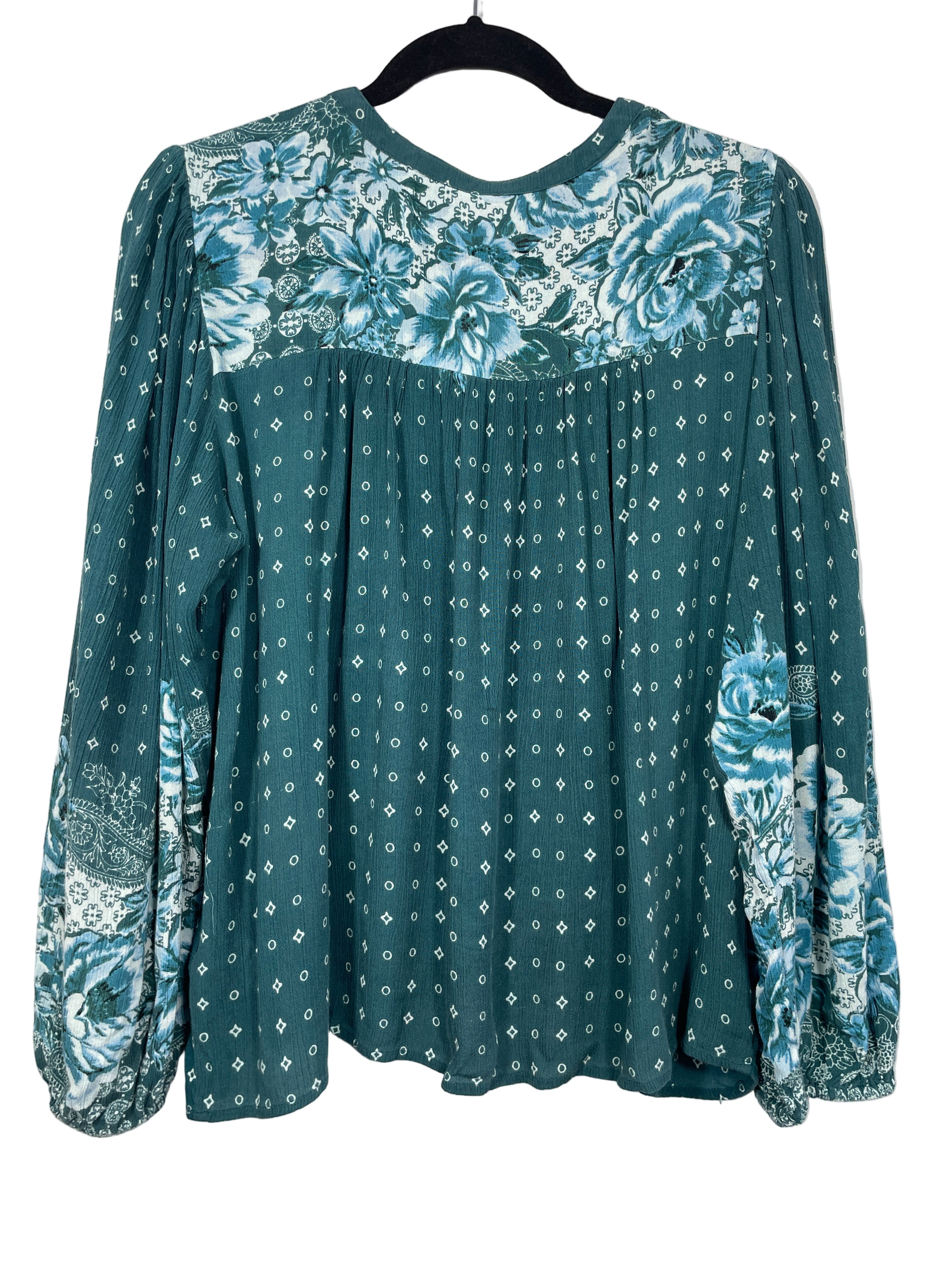 Bila 77 teal floral boho top back view
