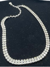 Sherman double-row rhinestone necklace laid flat
