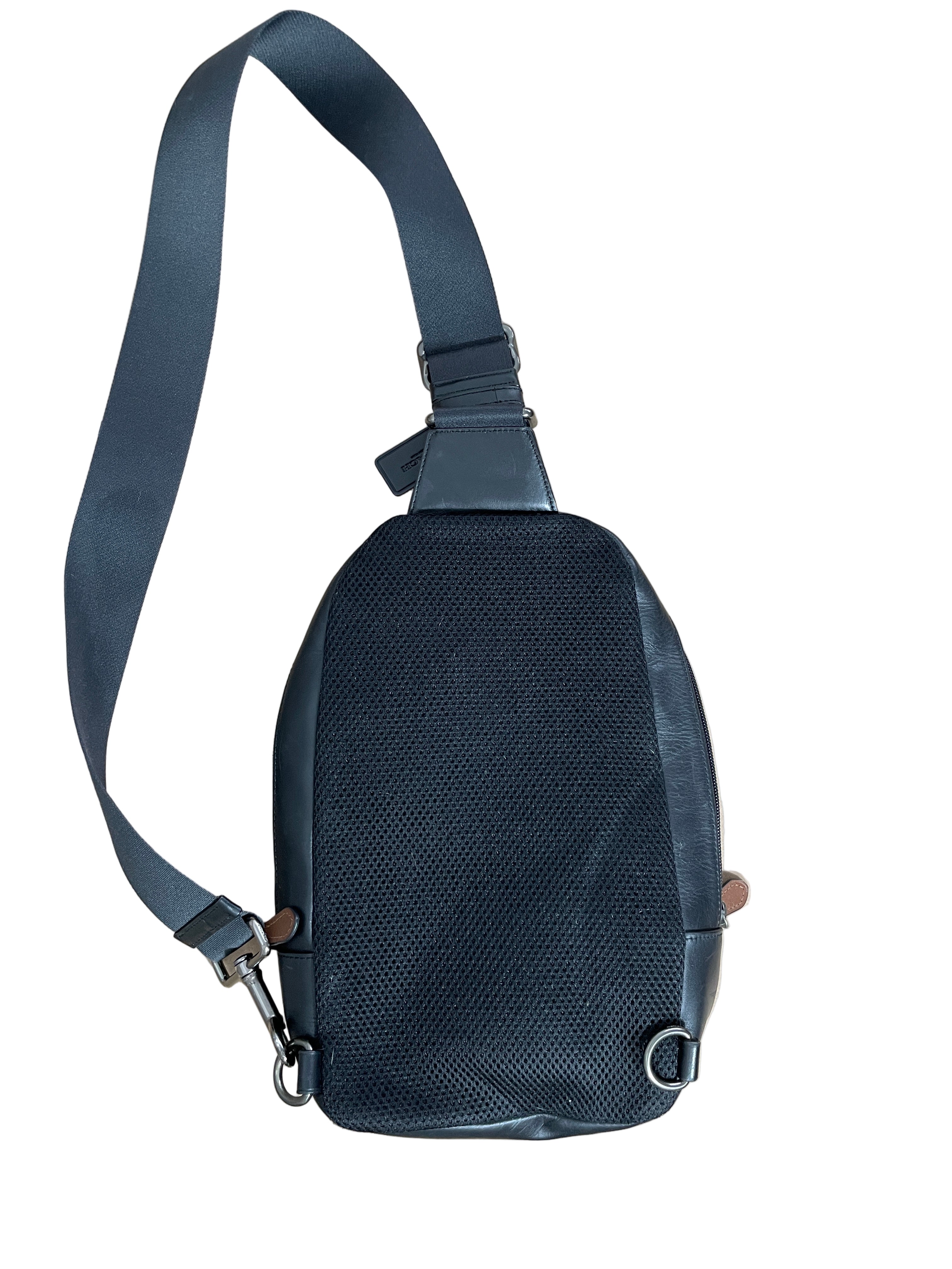 Coach black crossbody terrain bag back view