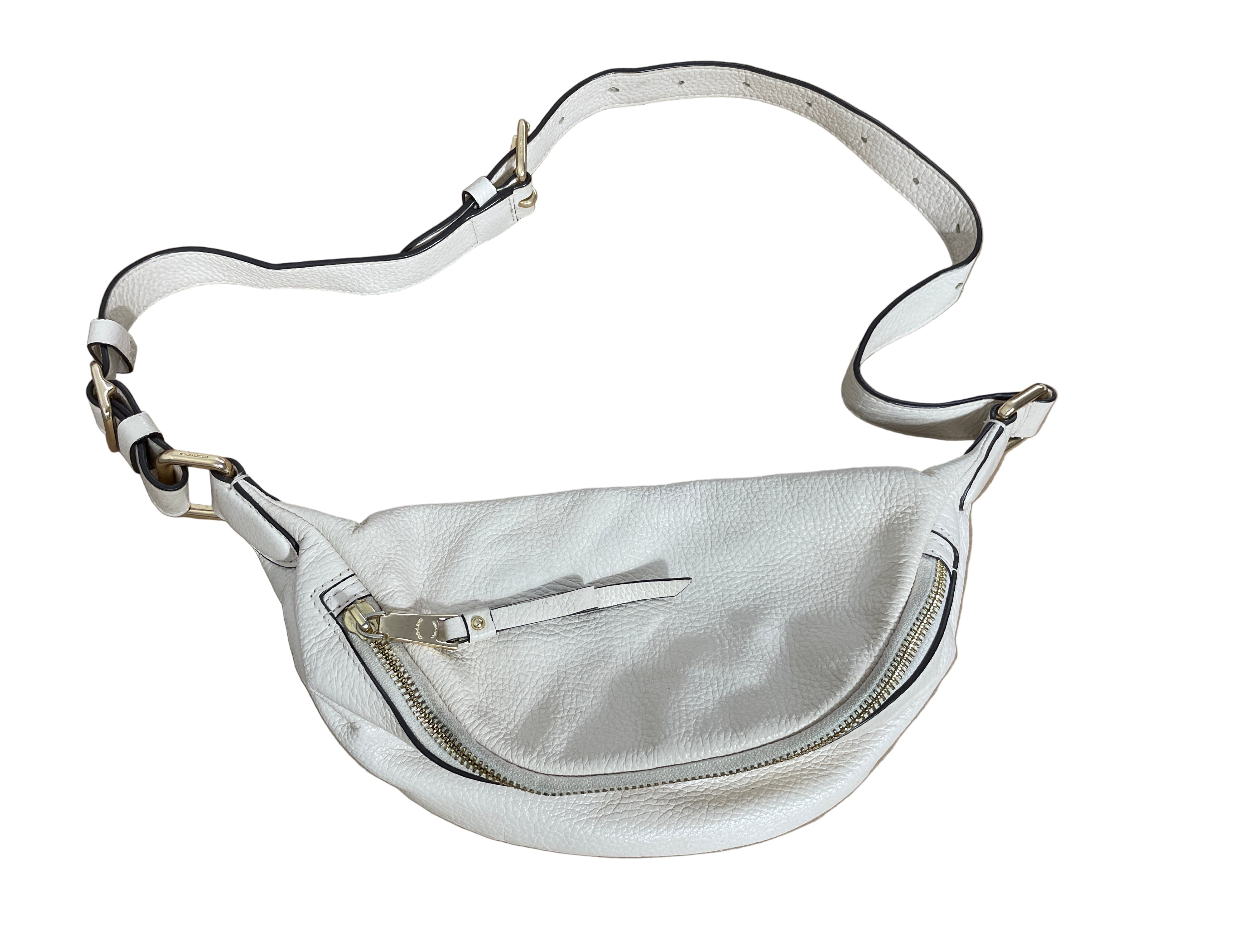 Coach pebble leather belt bag front view