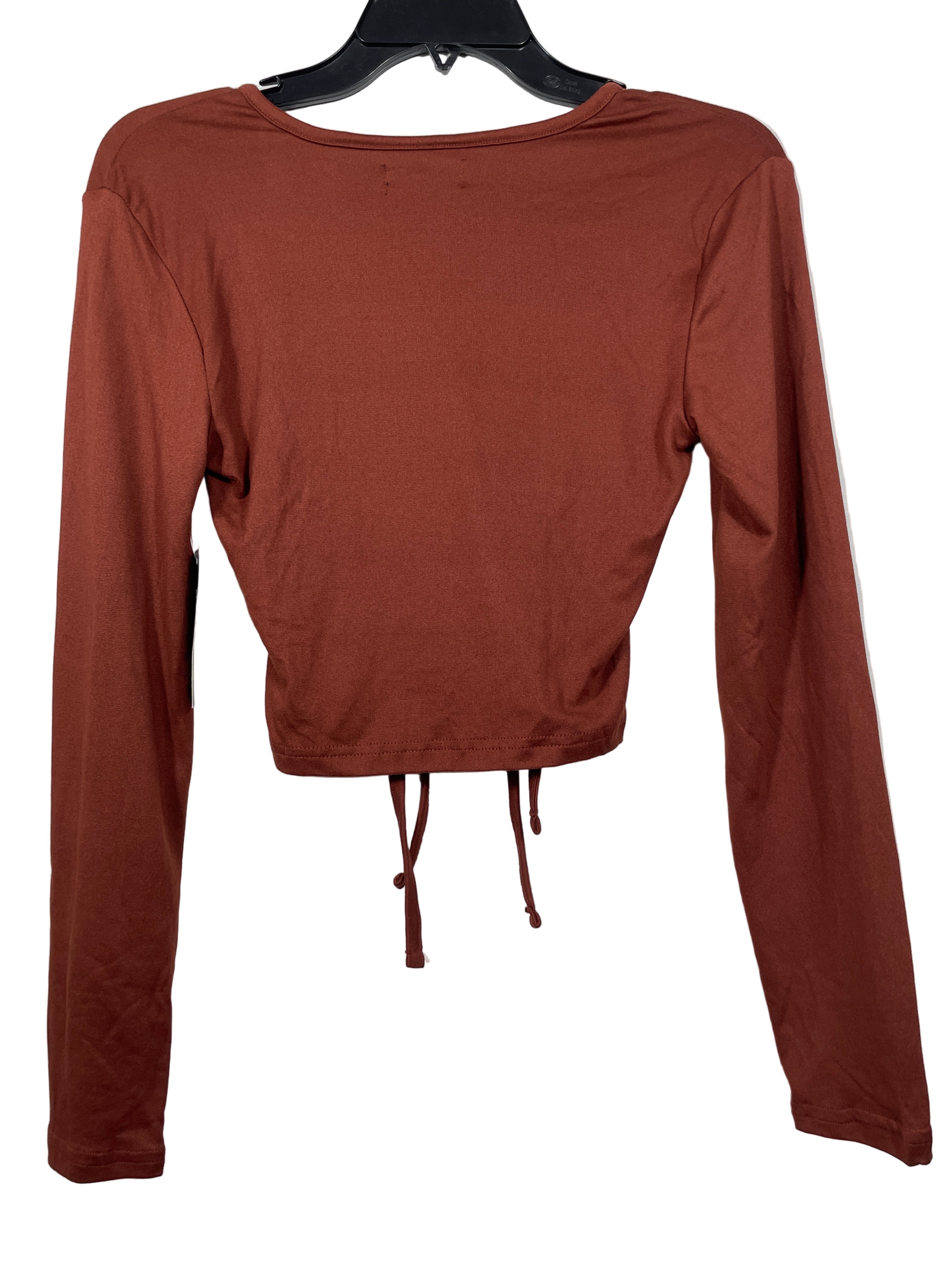 Majora ruched drawcord crop top rust back view