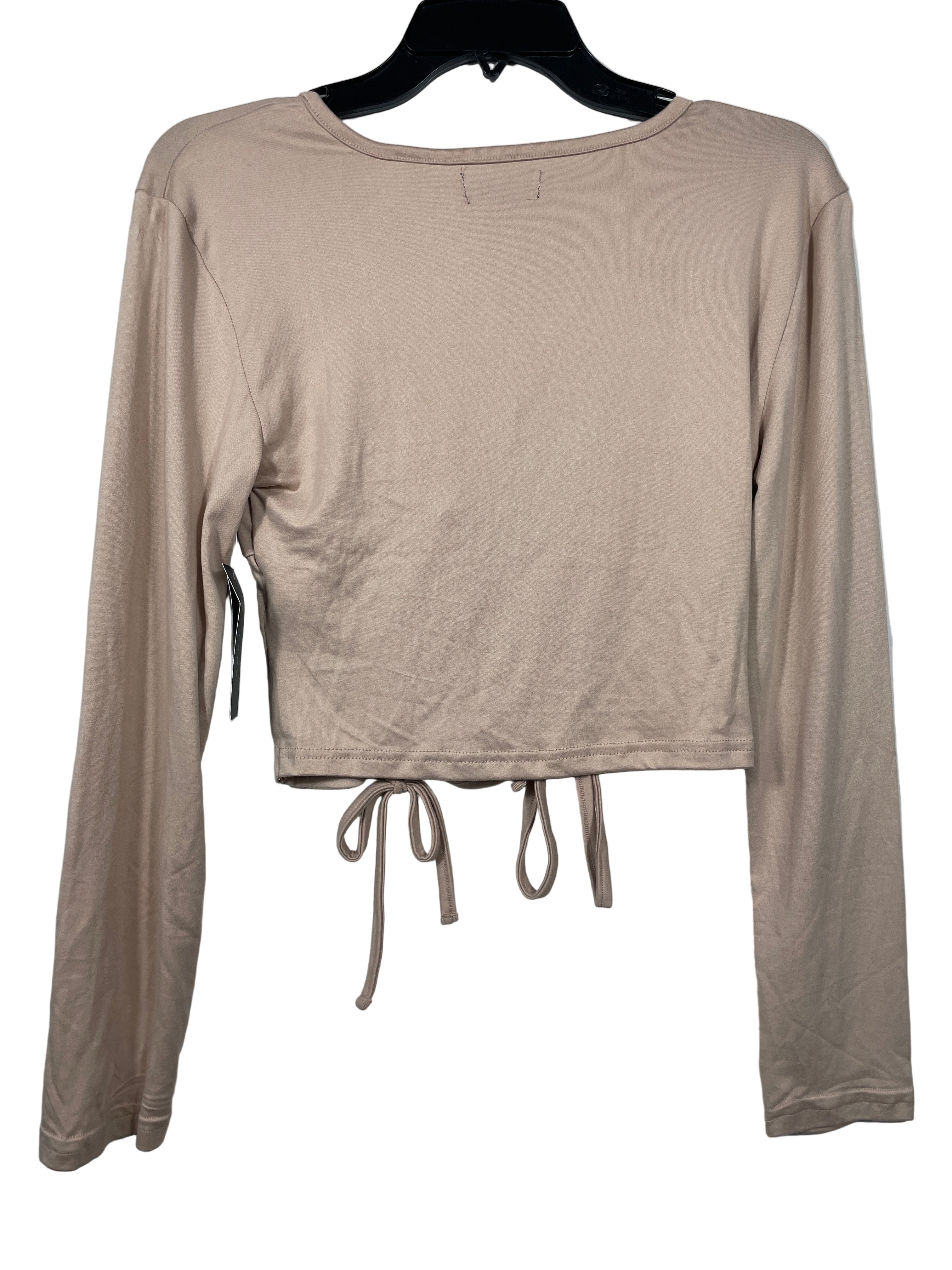 Majora ruched drawcord crop top beige back view
