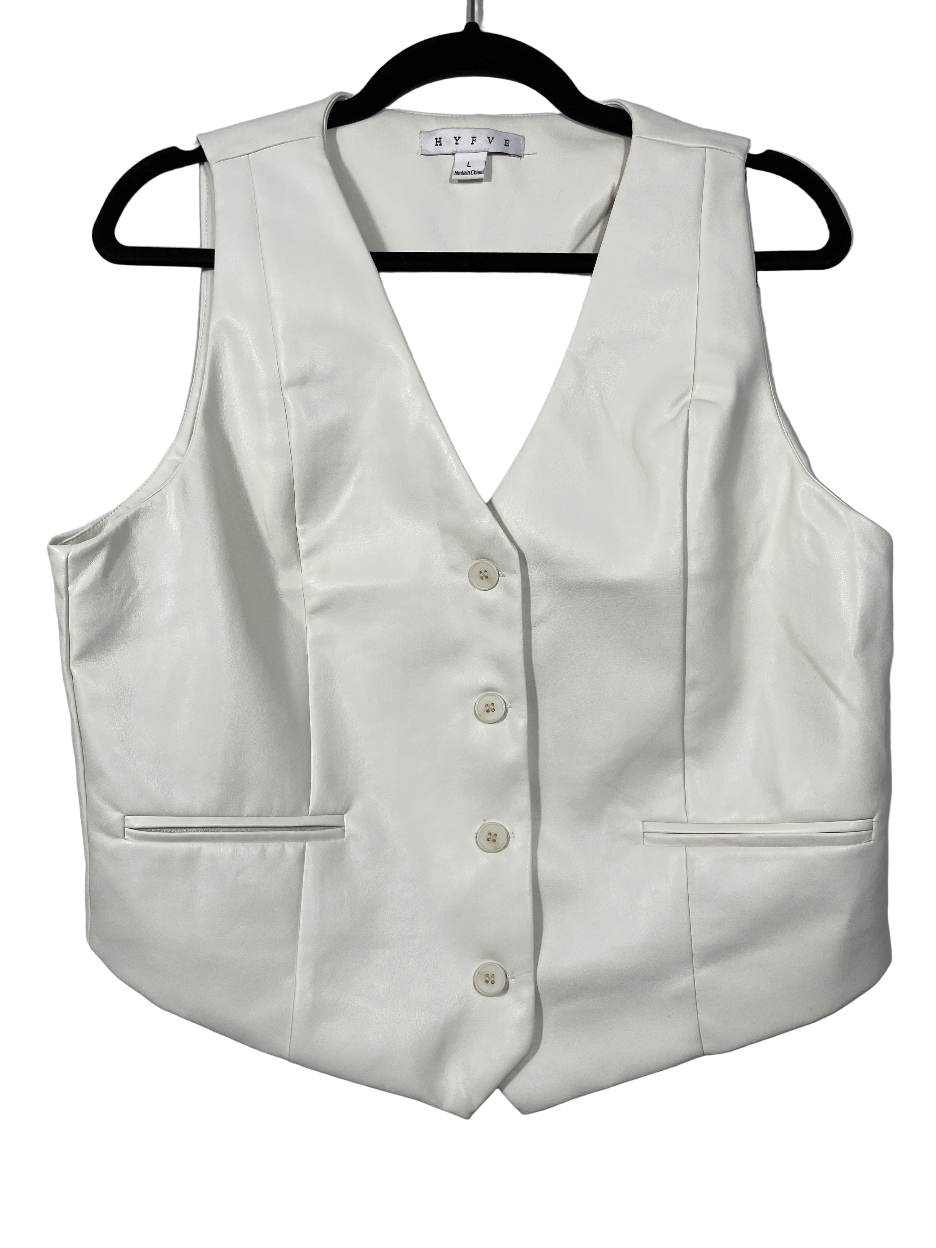 HYFVE faux leather white vest front view