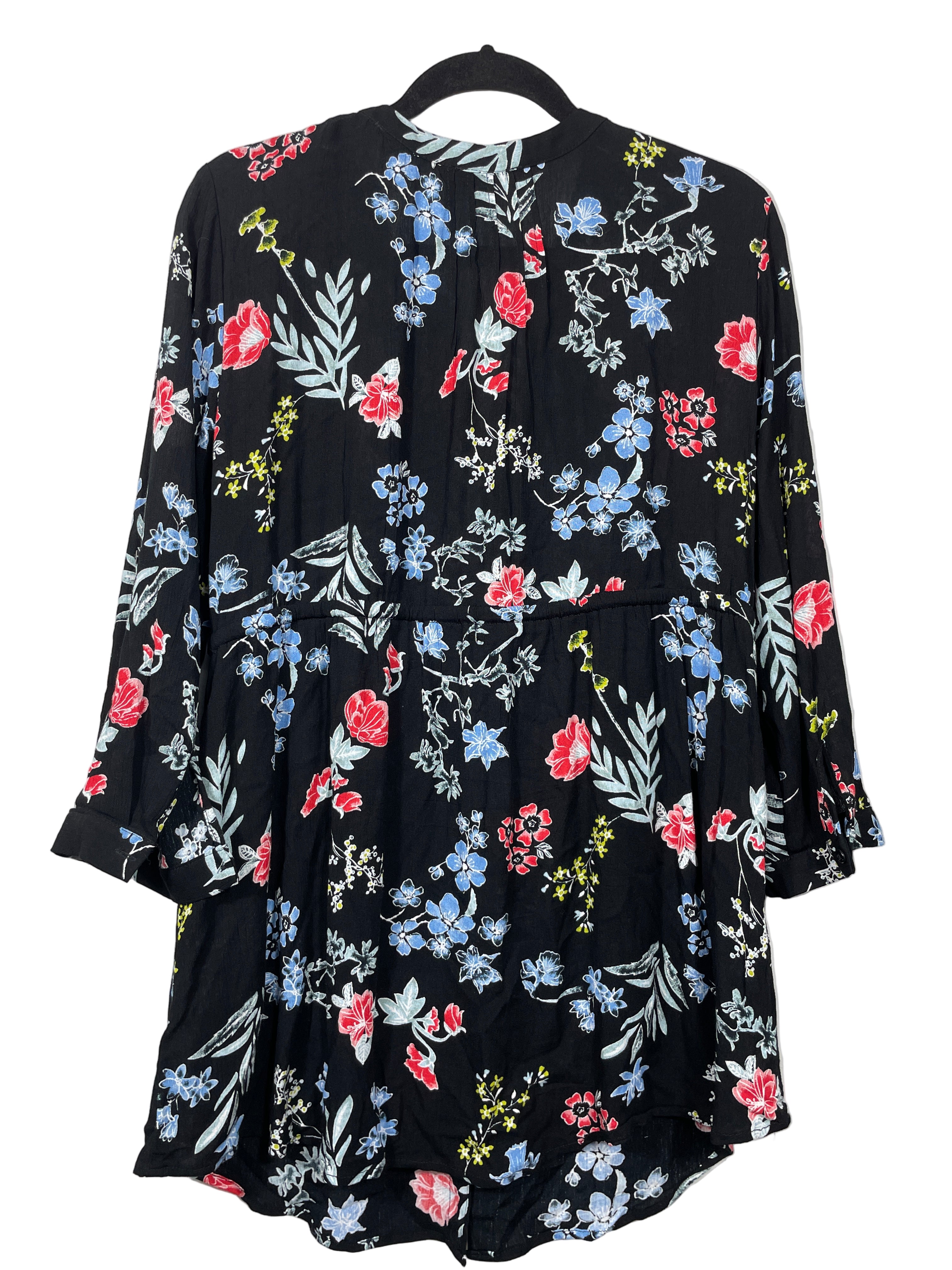 Hilary Radley long black floral blouse back view