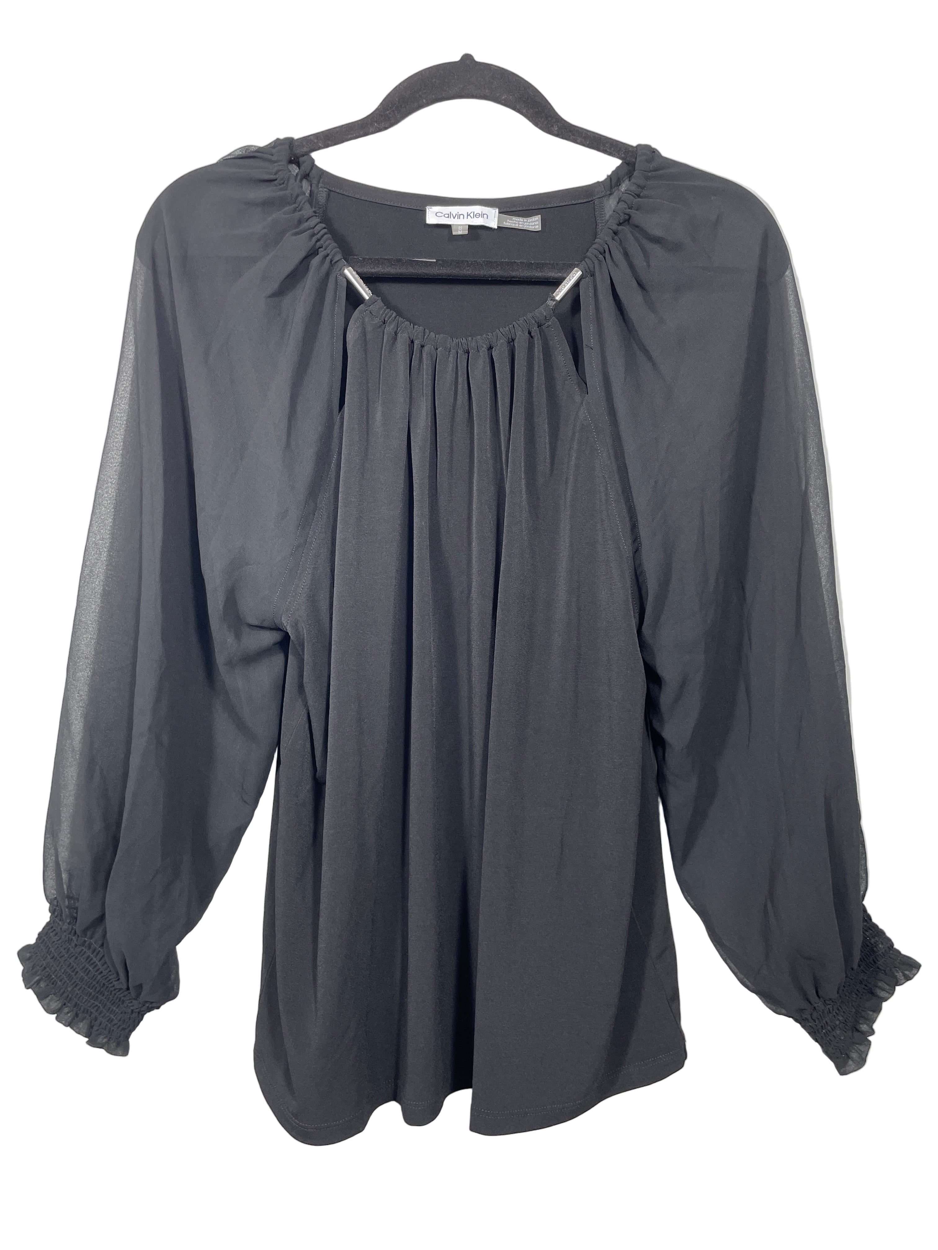 Calvin Klein black blouse front view