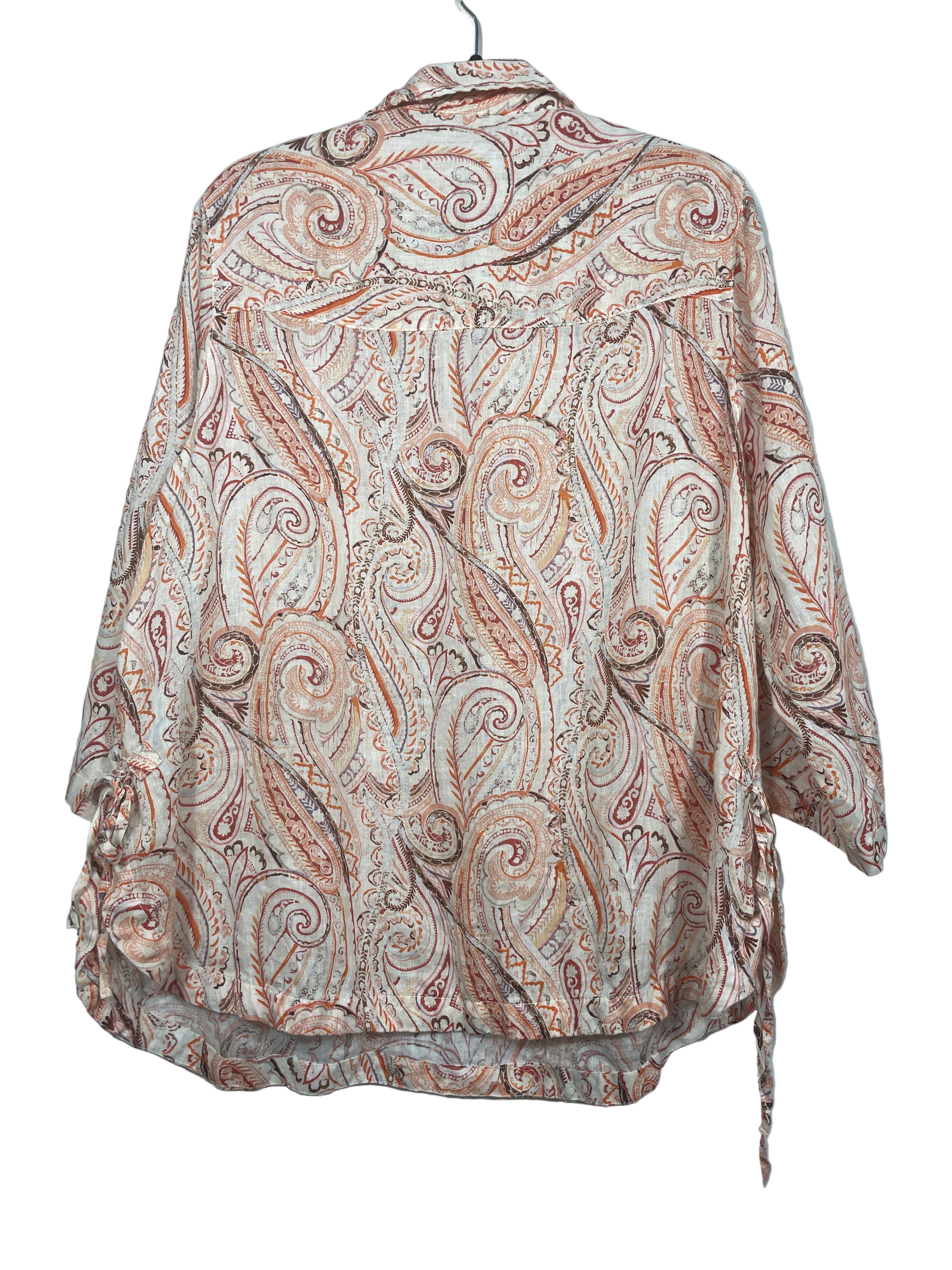 Rachel Zoe linen paisley print top back view