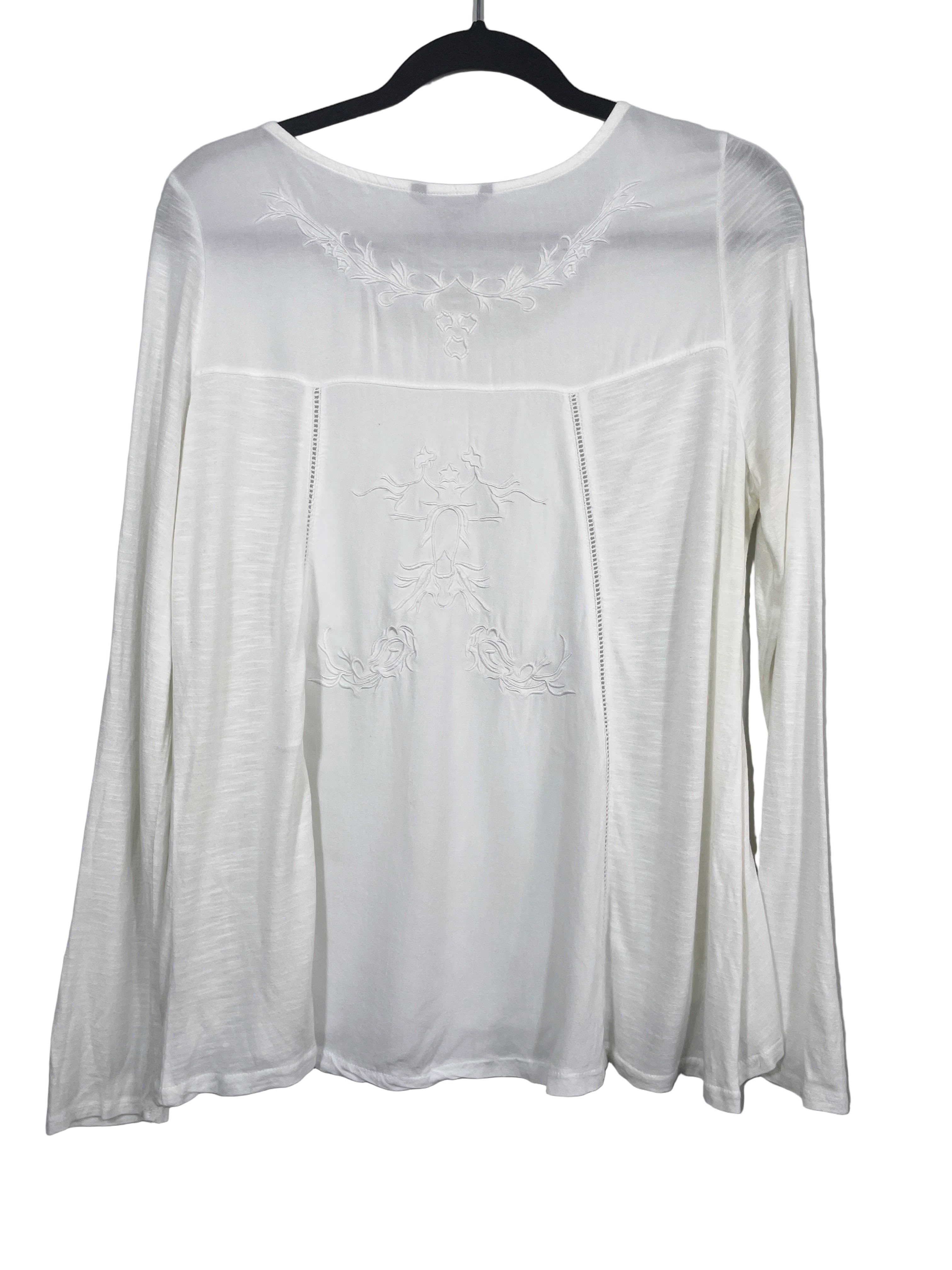 Maison Coupe white embroidered long sleeve top back view