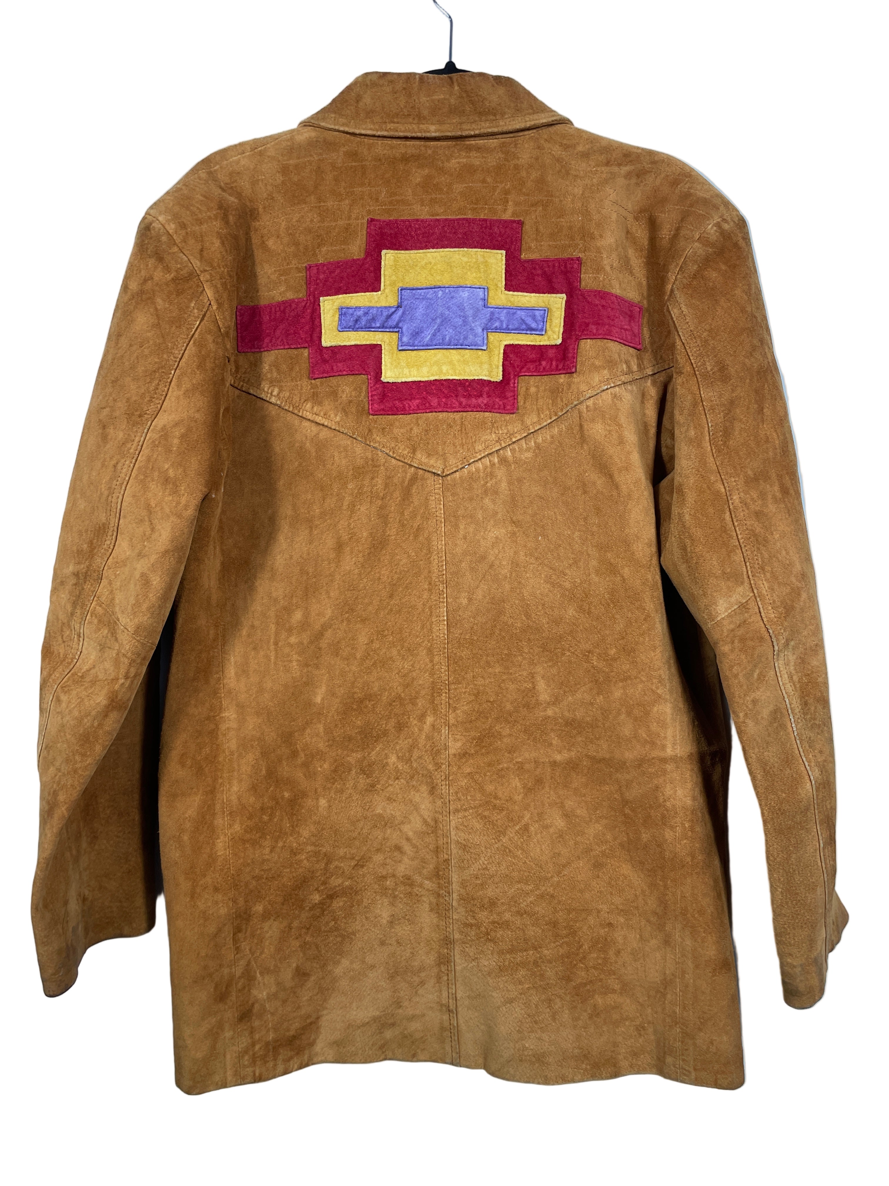 Vintage unbranded women’s suede southwestern jacket back view