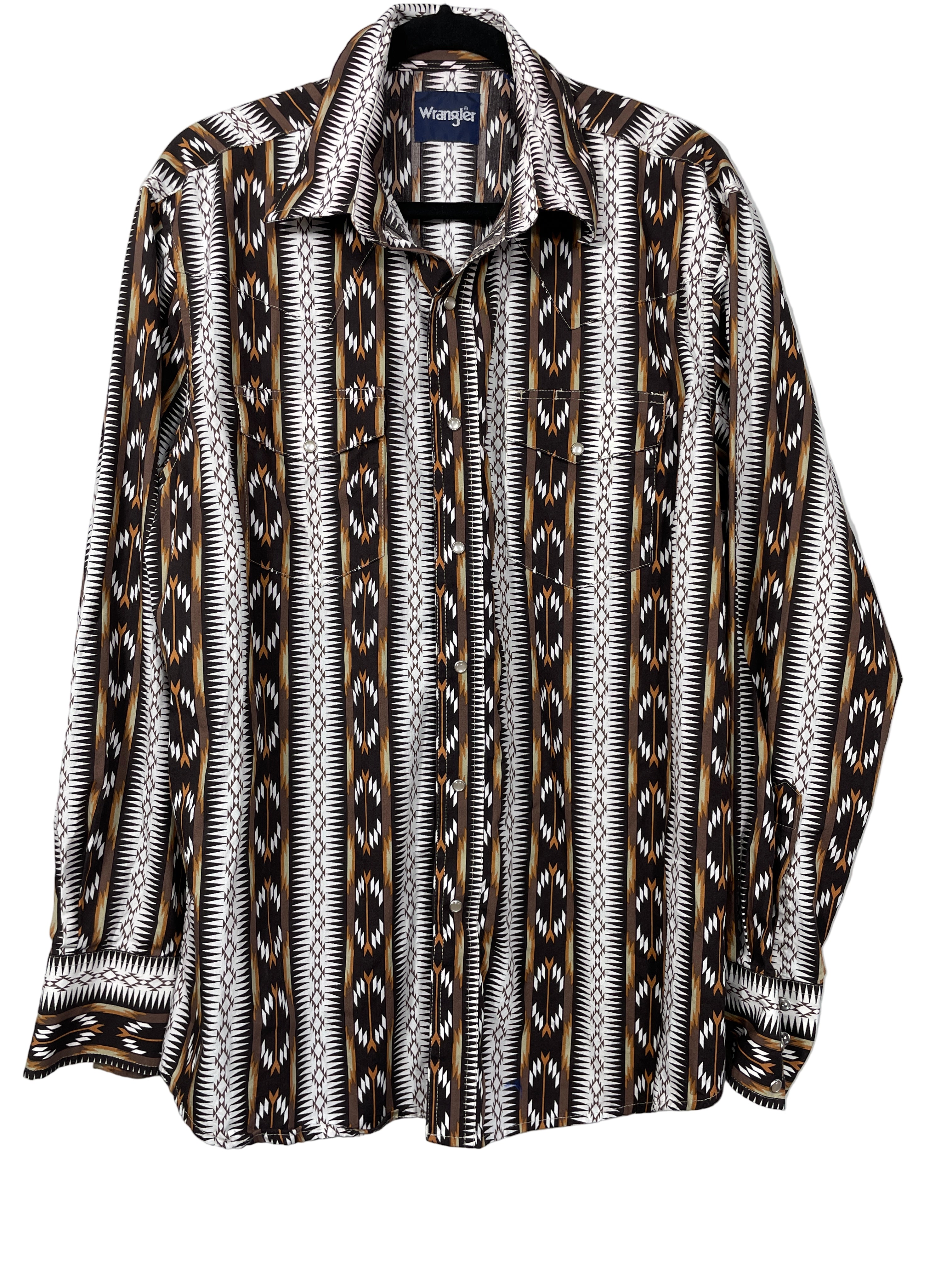 wrangler mens geometric button down shirt front