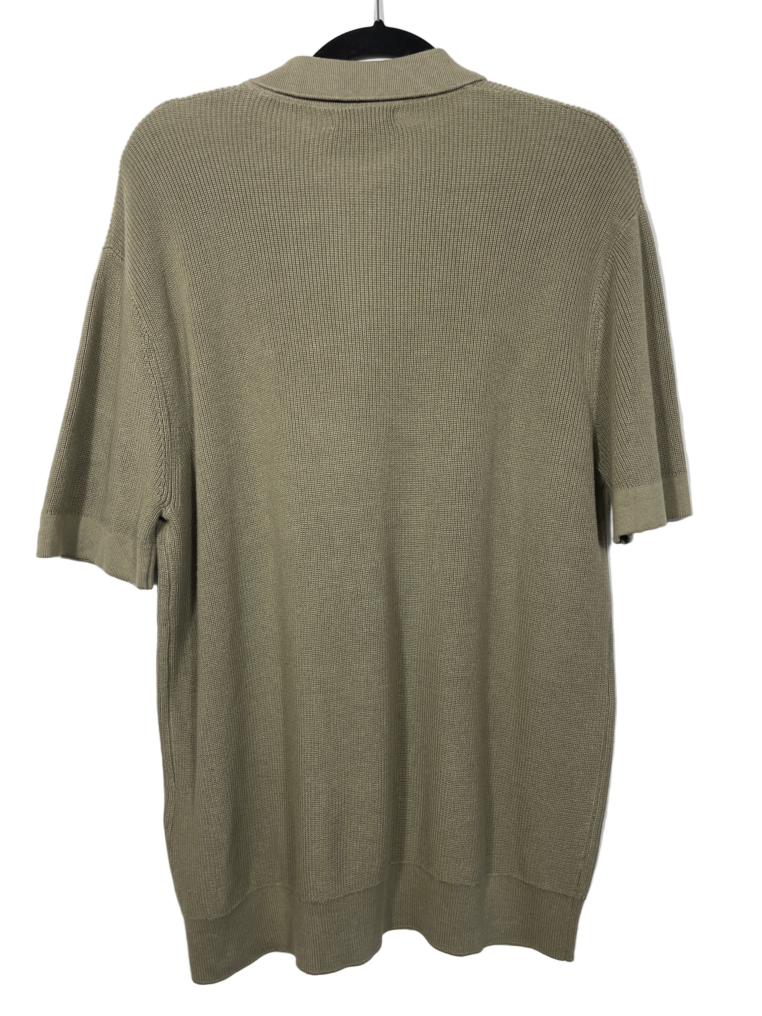 zara mens green zip-neck sweater back view