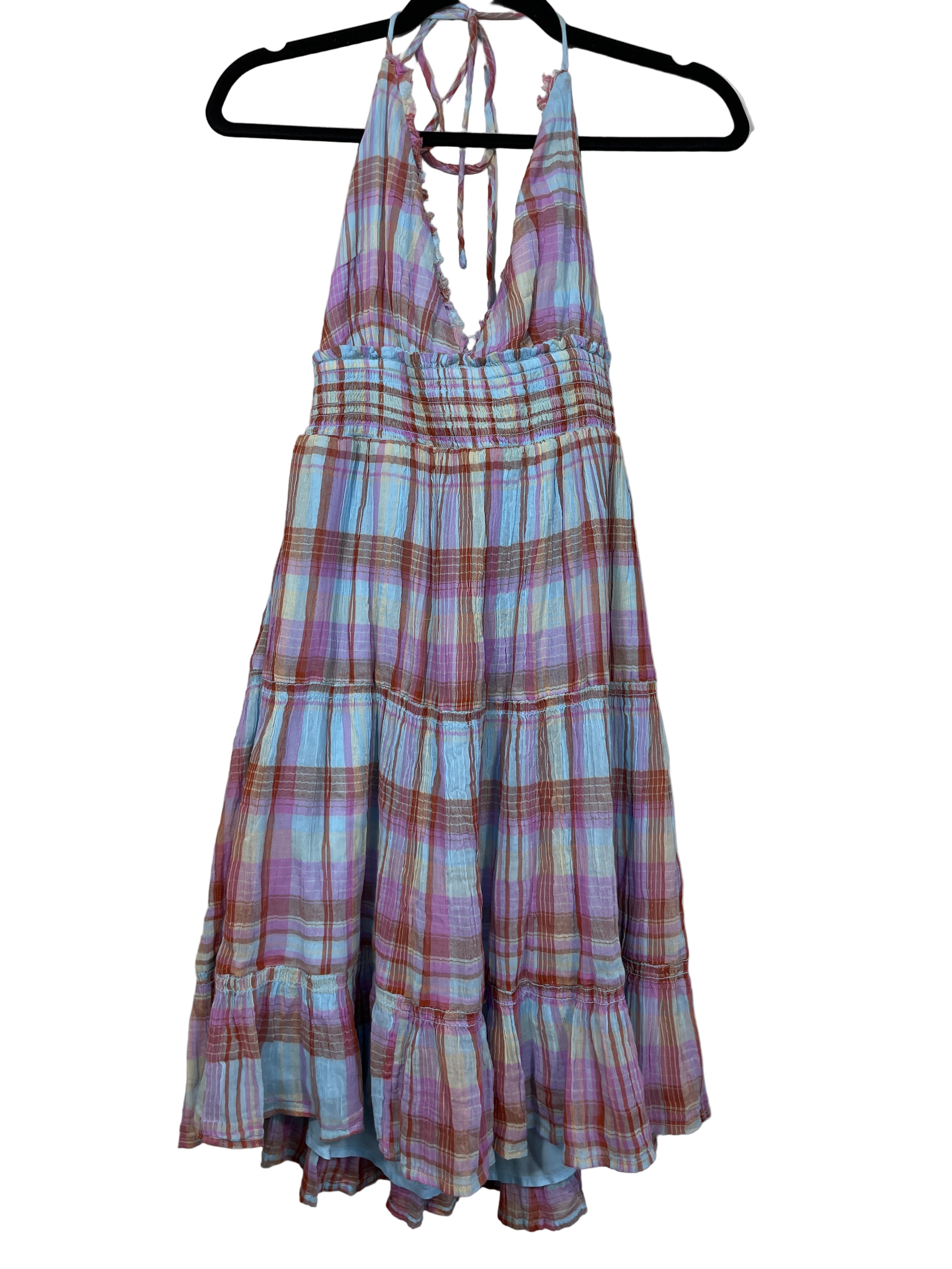 kimchi blue halter plaid dress front