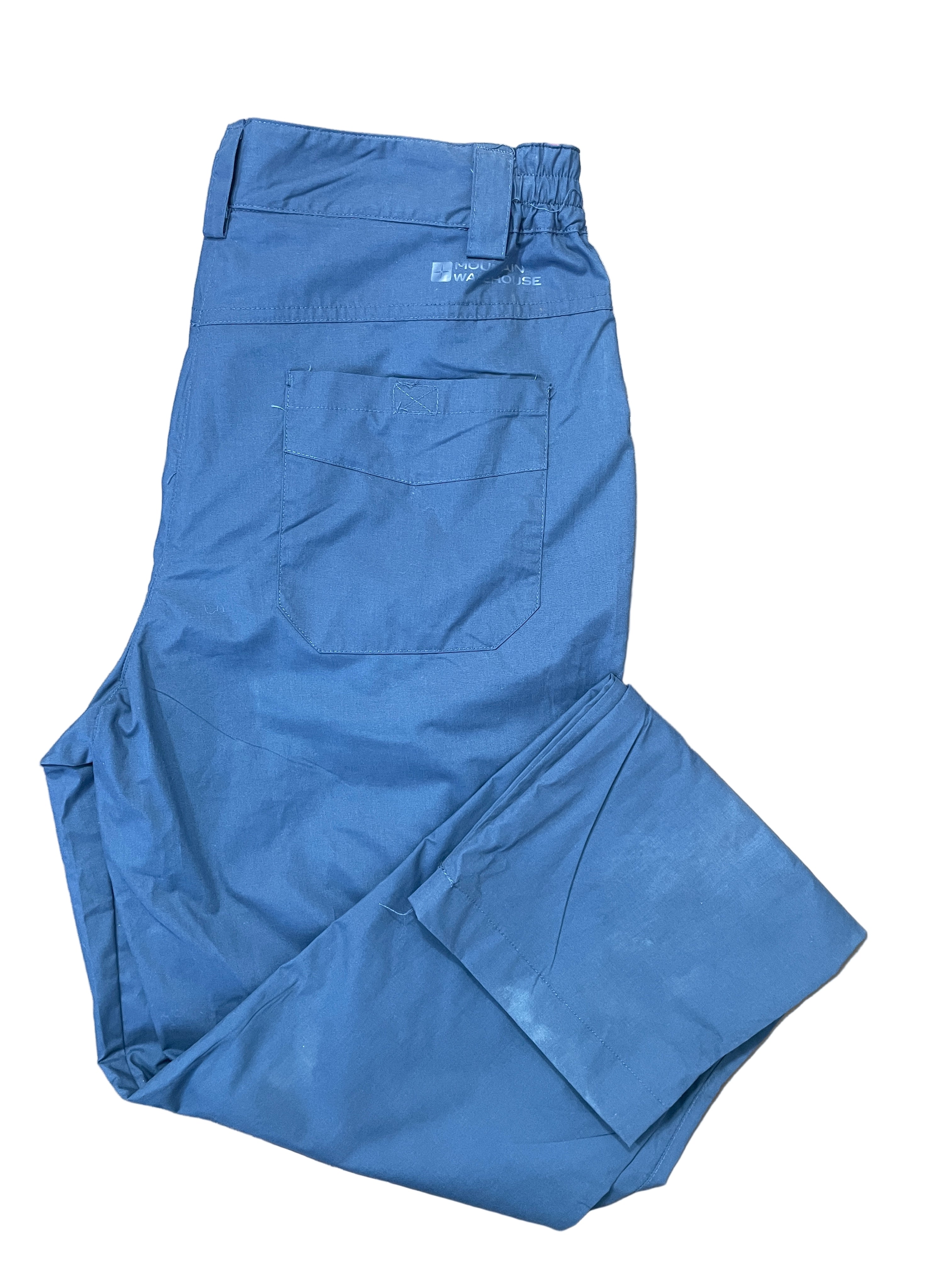 Mountain Warehouse blue women’s Quest trousers size 6 with pockets front and back folded view