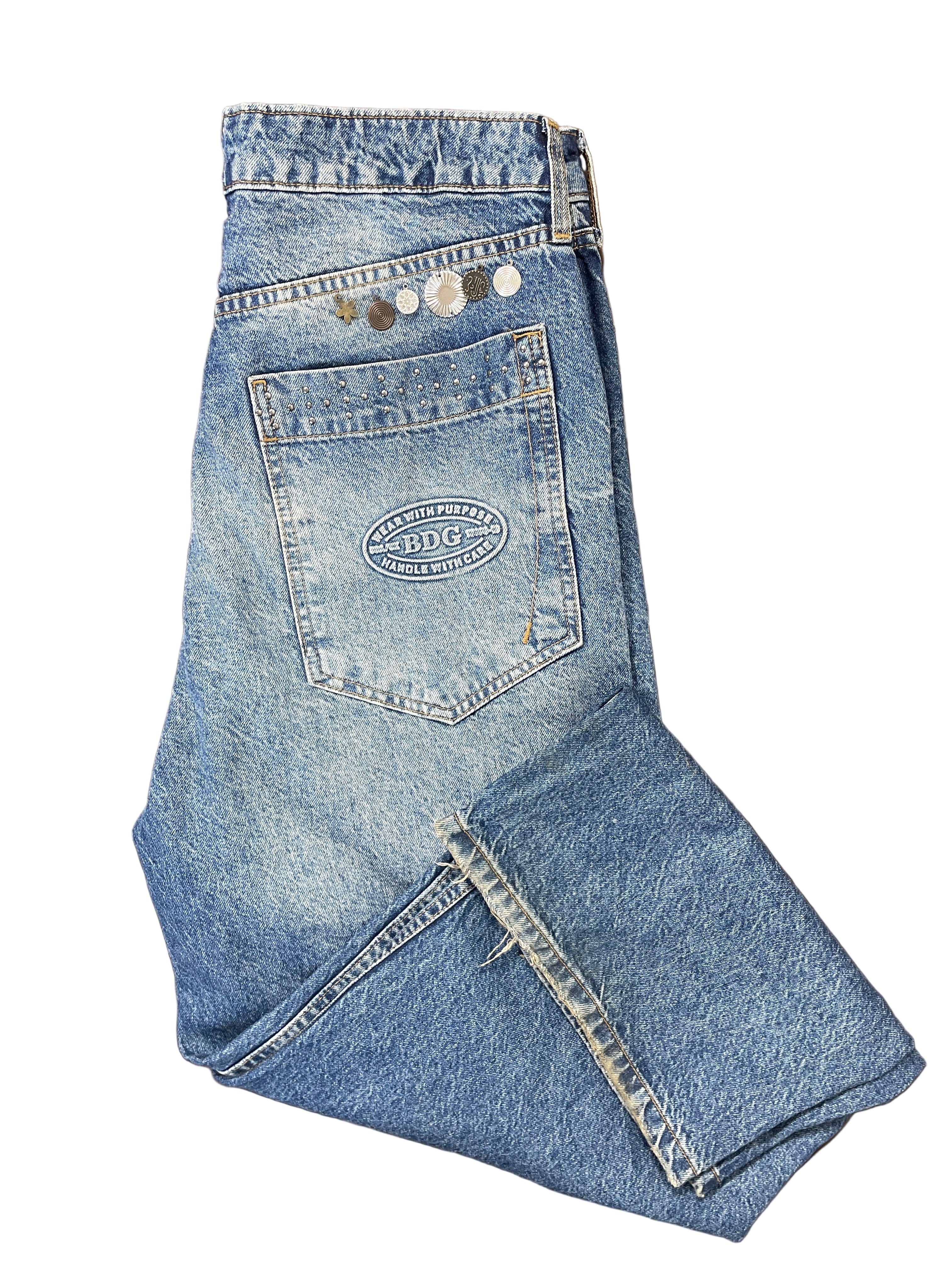 bdg urban outfitters embellished wide-leg jeans folded