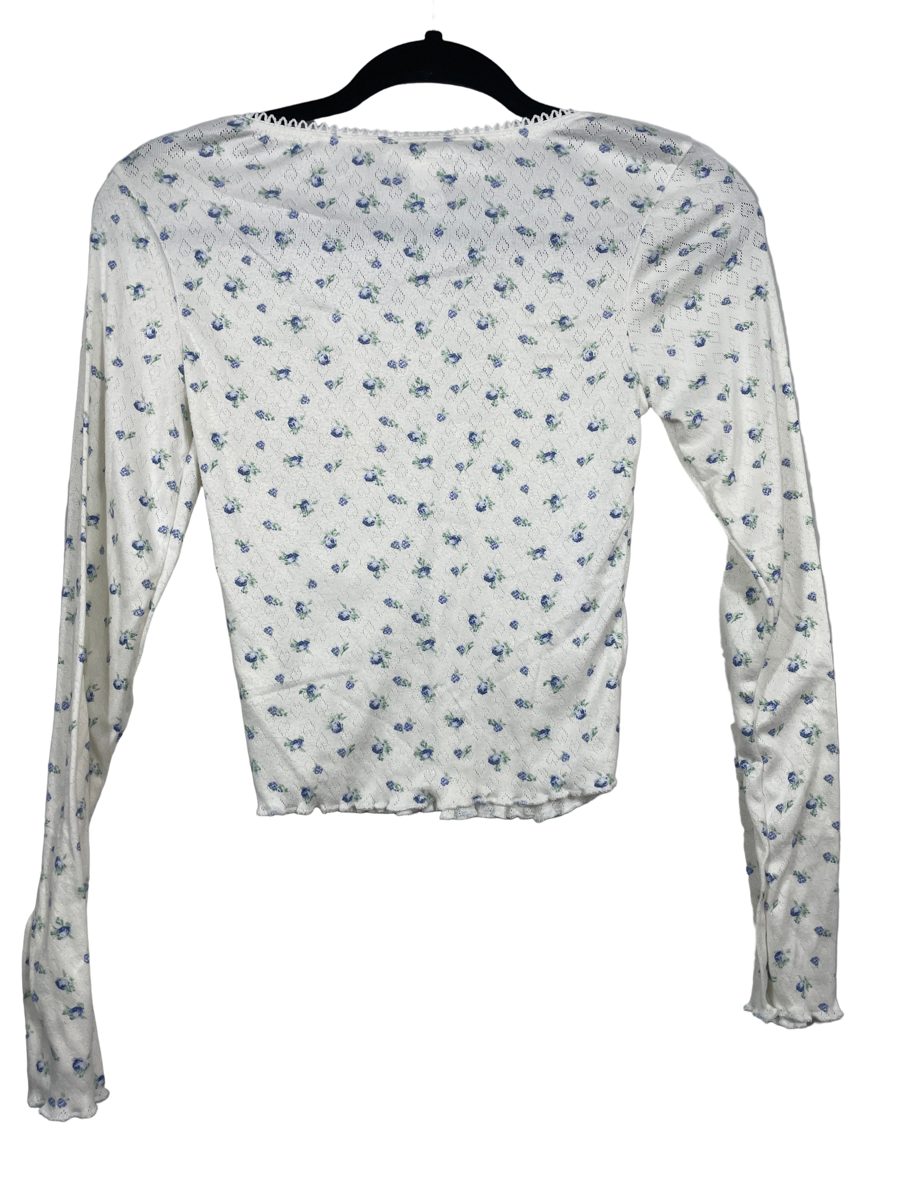 Weekend Edition blue floral long sleeve top back view