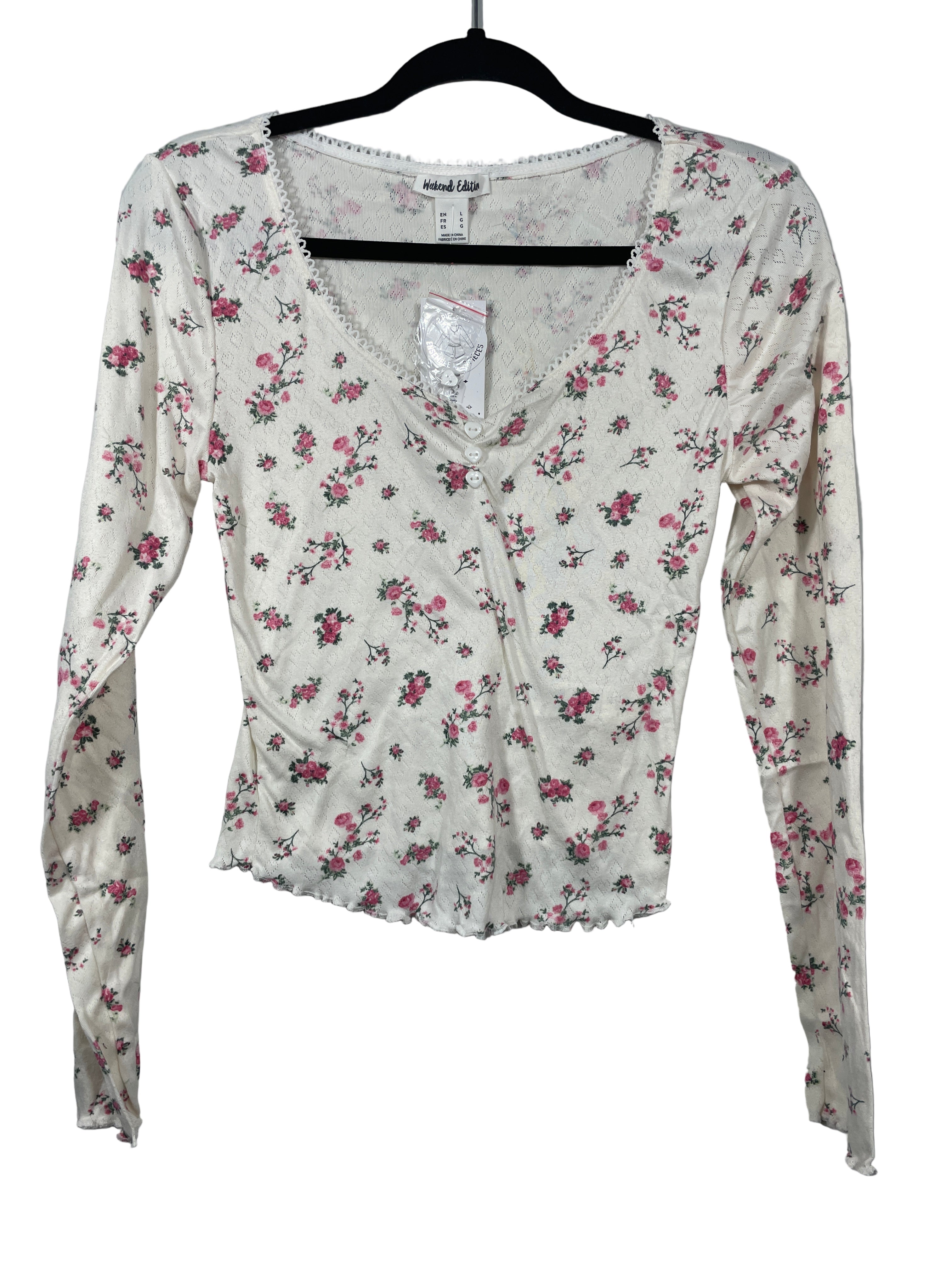 Weekend Edition floral long sleeve top front view