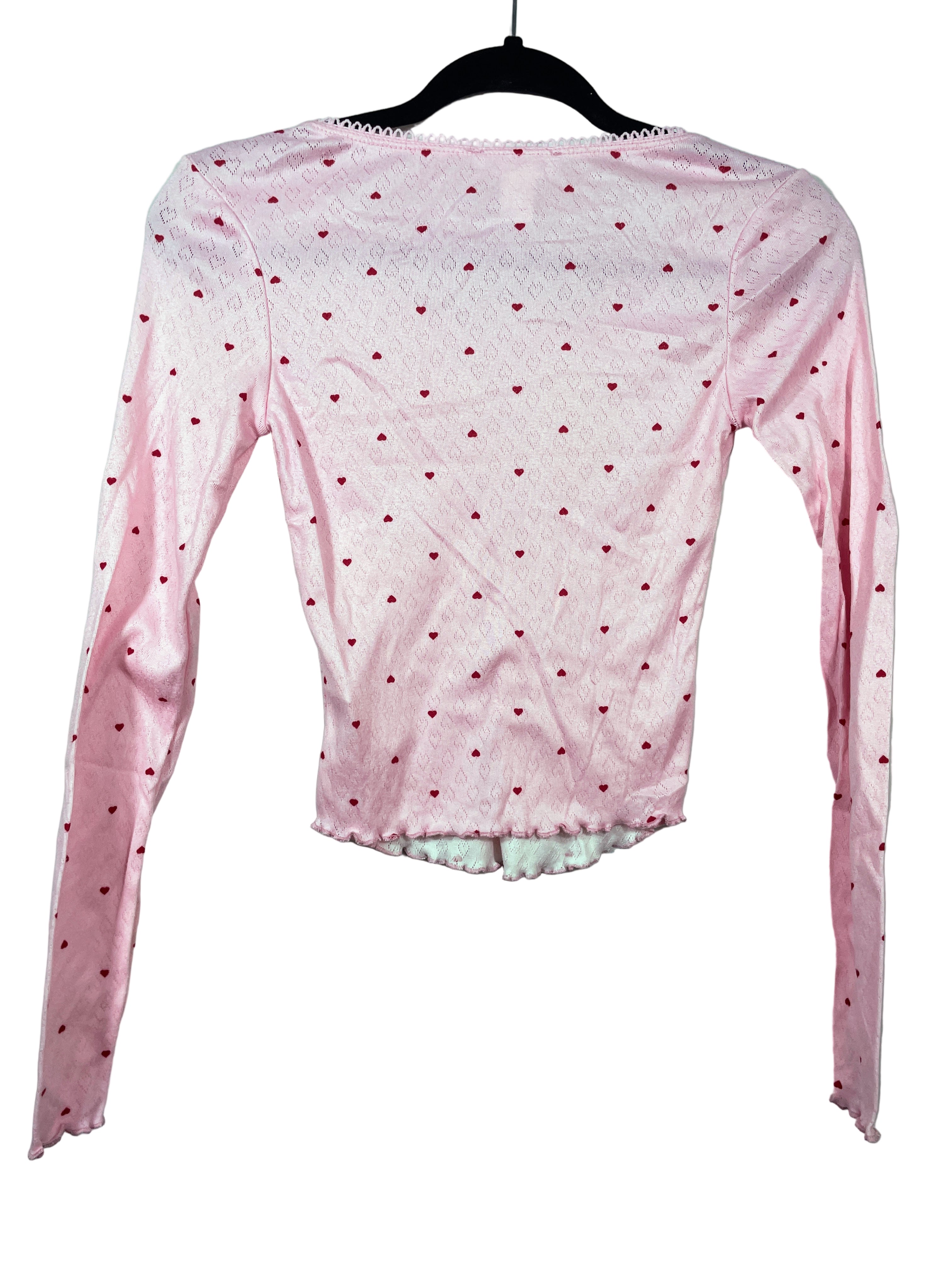 Weekend Edition pink heart long sleeve top back view