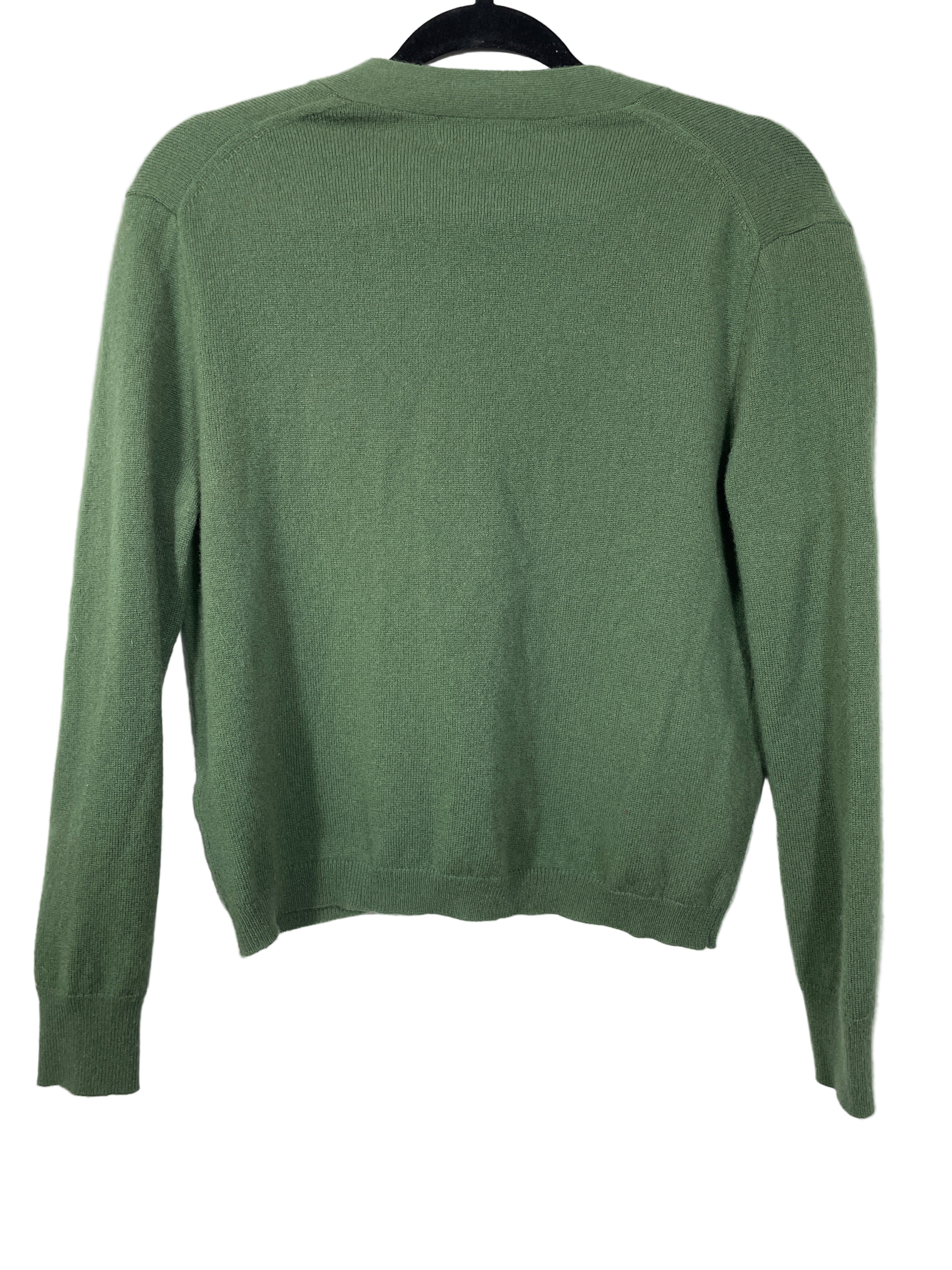 J.Crew green cashmere cardigan front view
