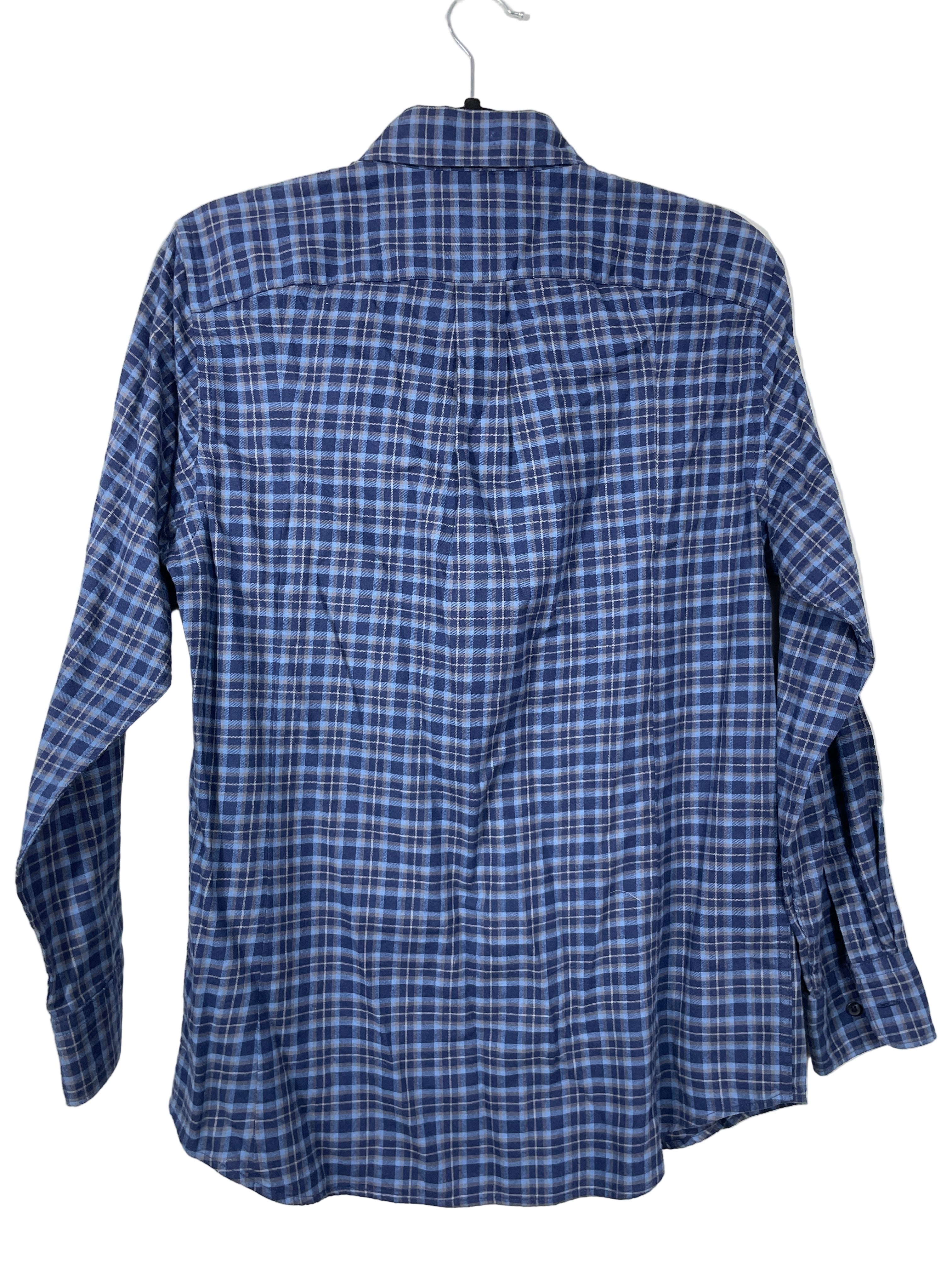 UNIQLO blue plaid flannel-style shirt back view