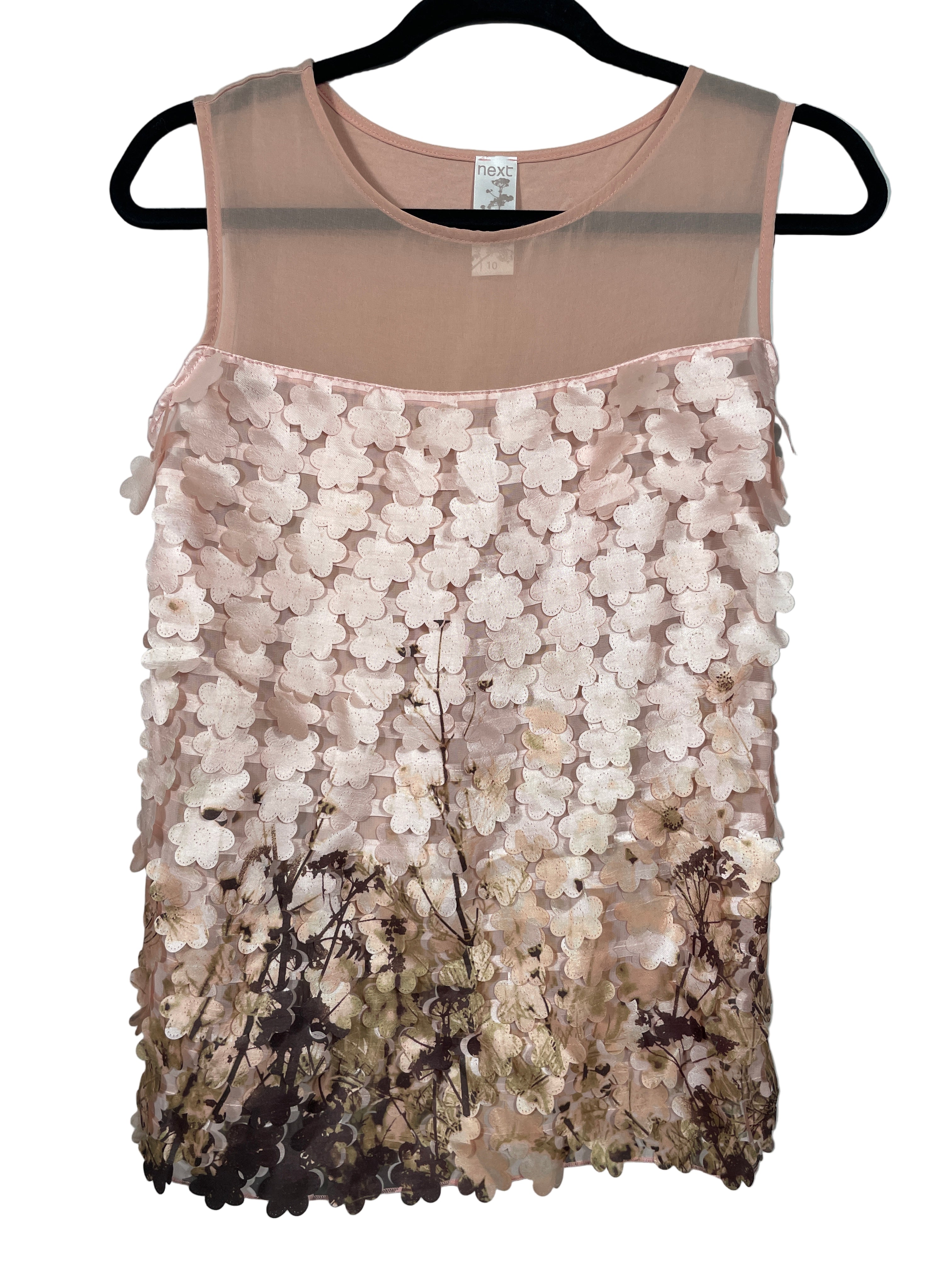 Next floral appliqué sleeveless top front