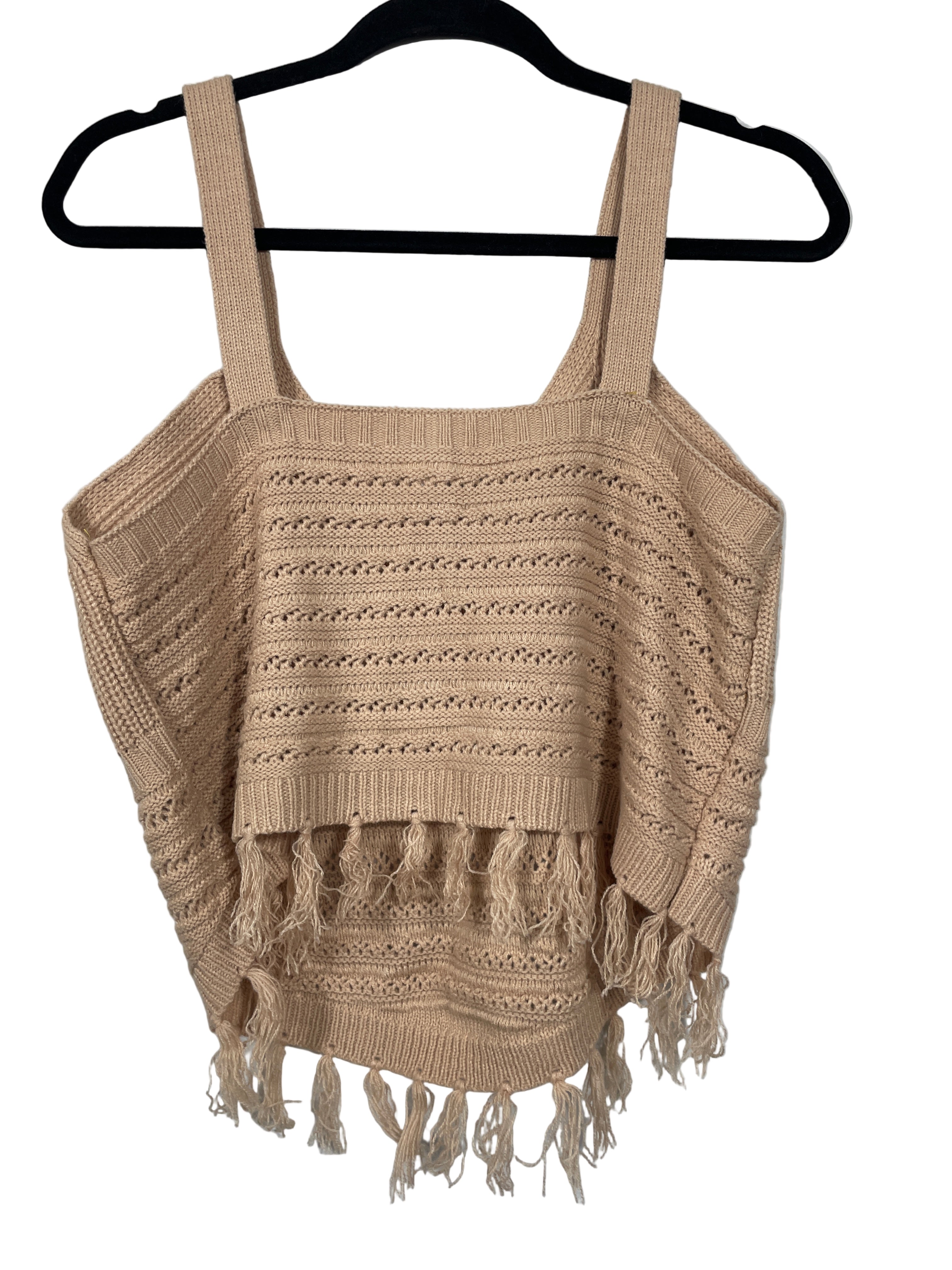 No Boundaries beige crochet tank back view