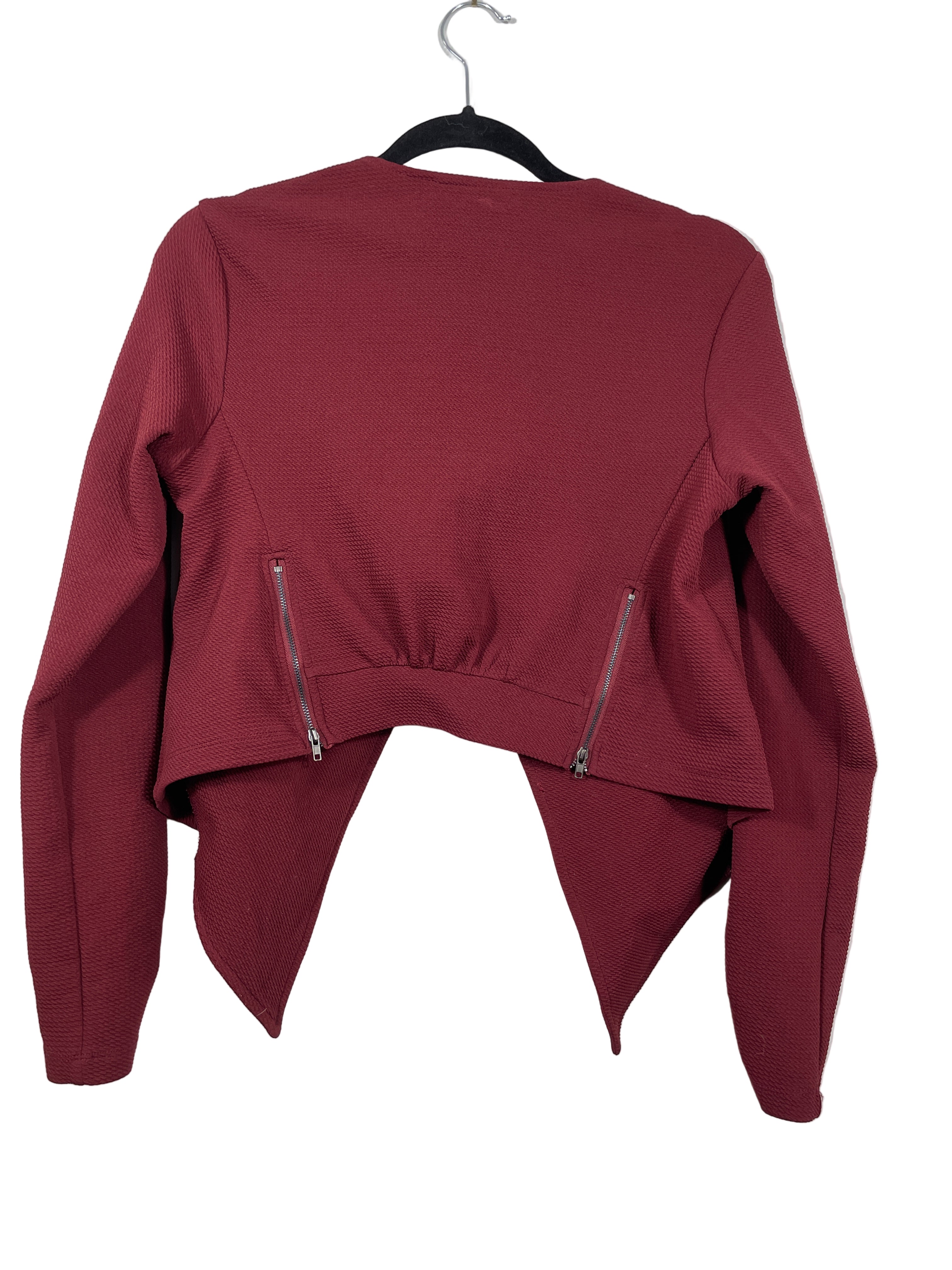 Streetwear Society burgundy cropped cardigan back view