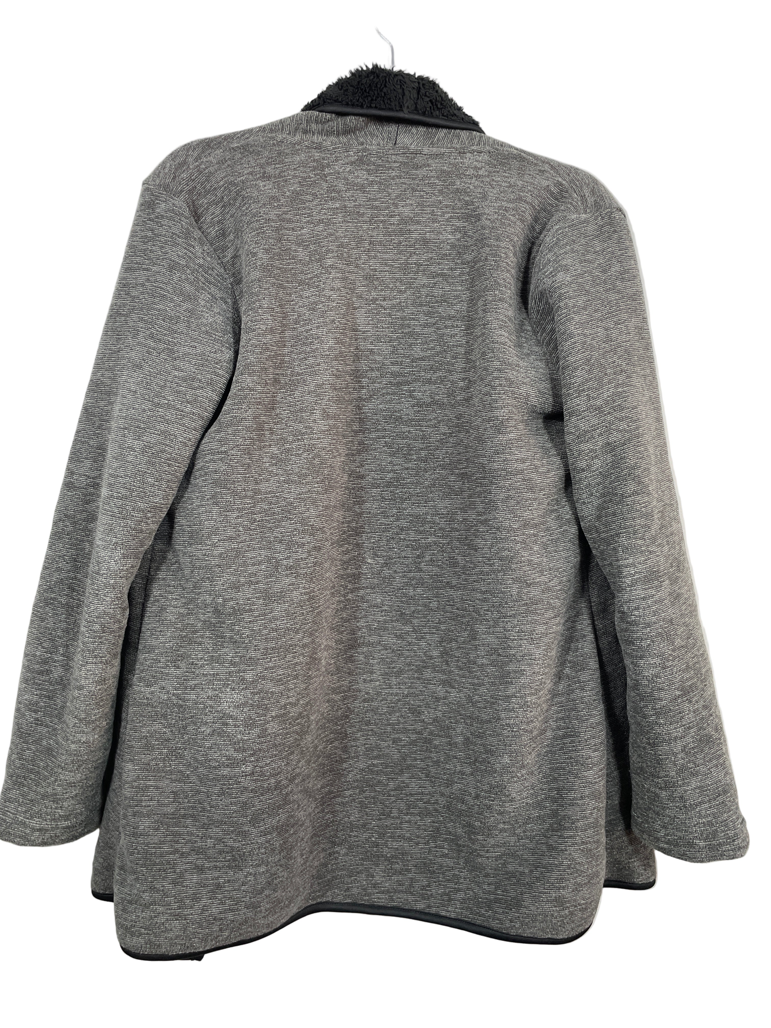 Original Nicole Miller grey sherpa-lined cardigan back view