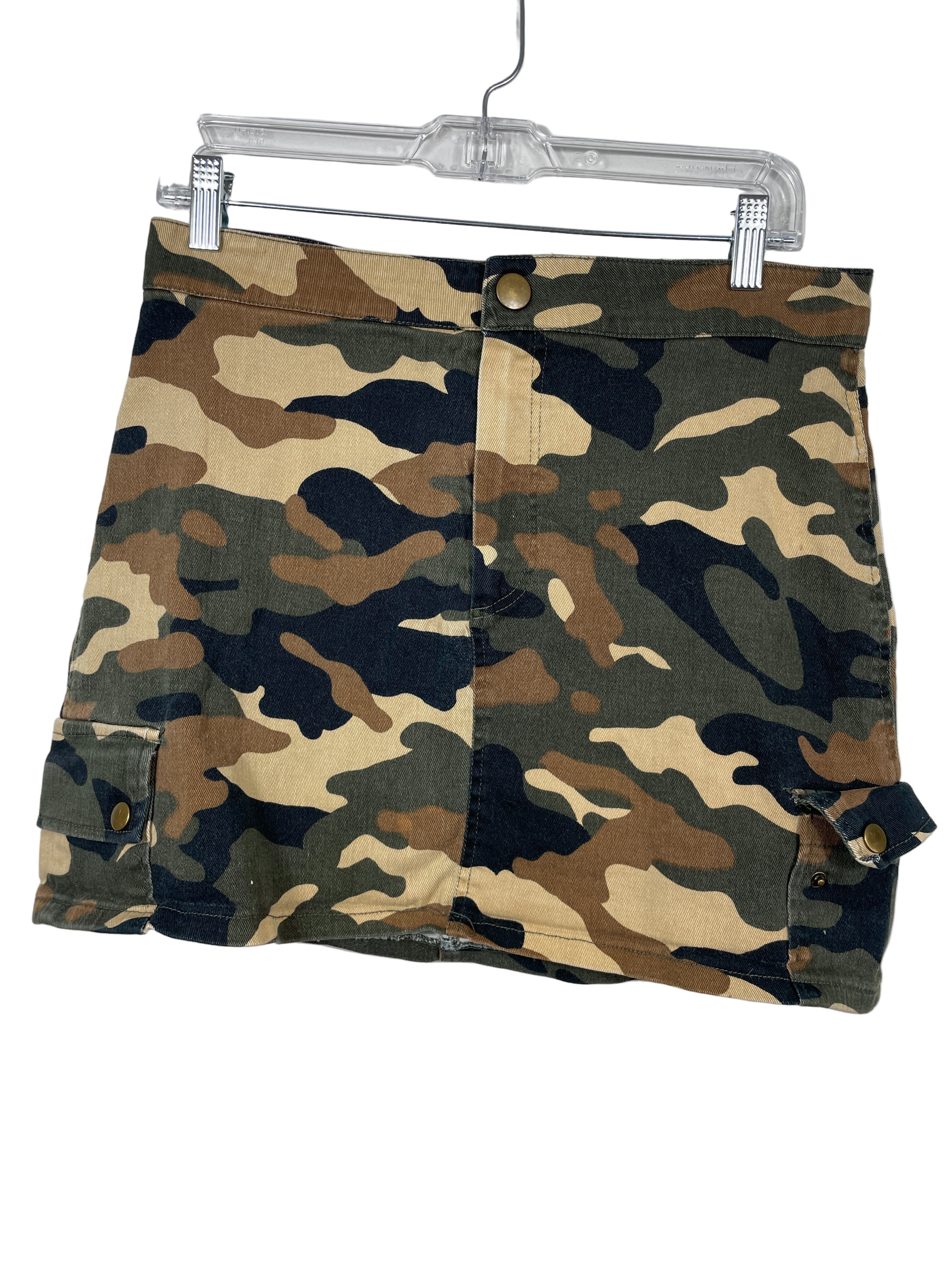 Forever 21 camo mini skirt front view