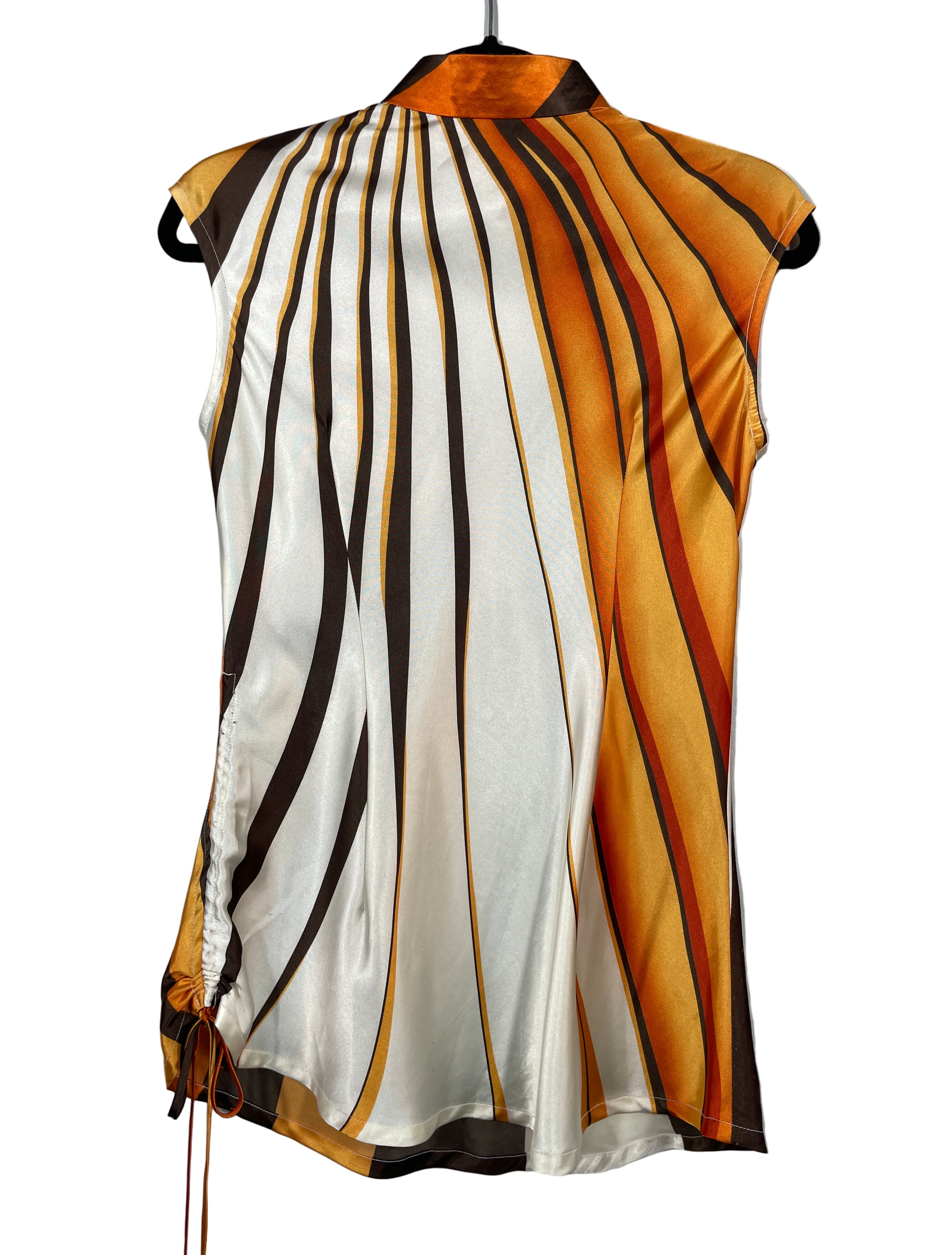 OCHI Vancouver orange brown graphic silk blouse back view