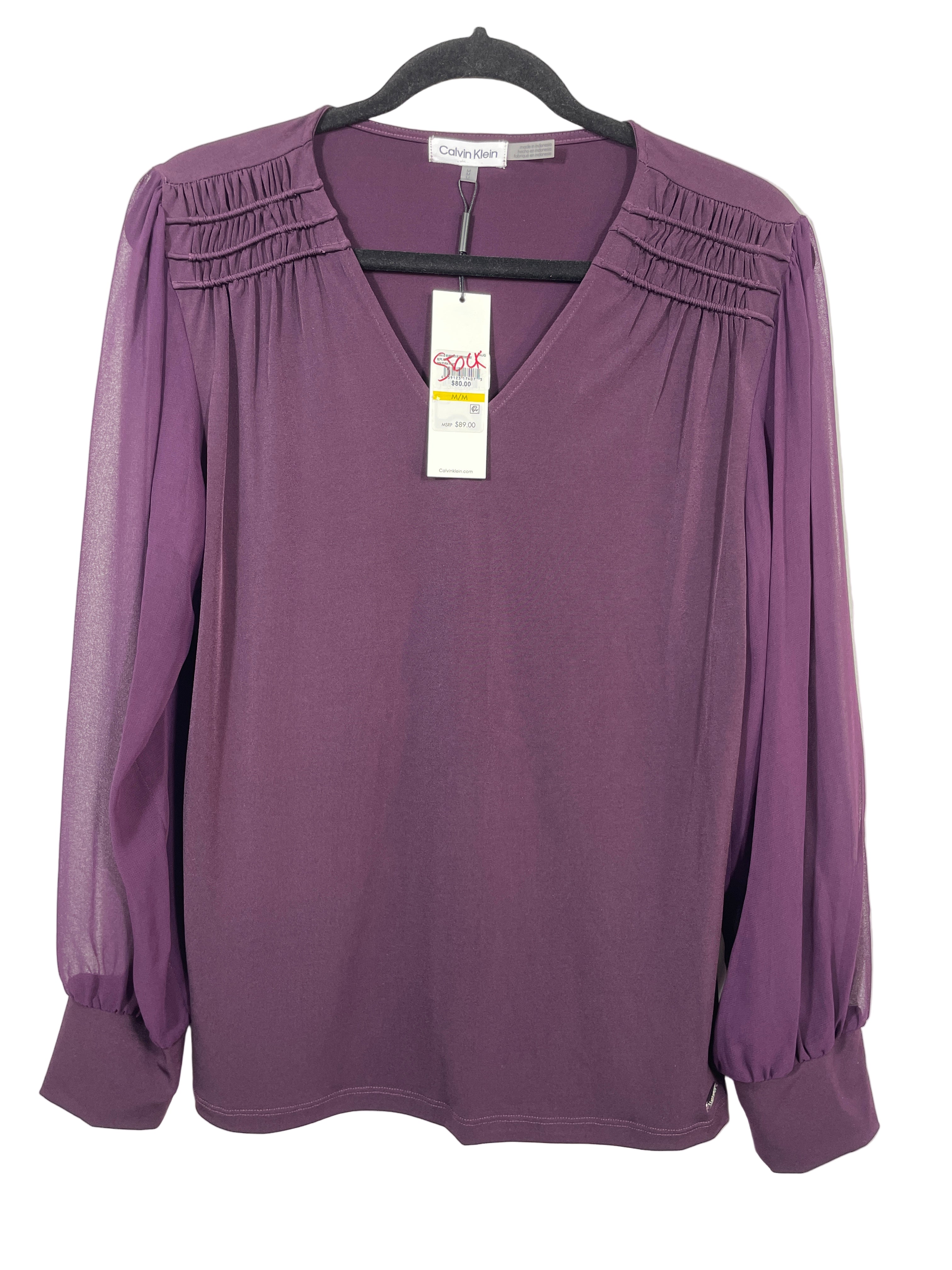 Calvin Klein purple top front view, size medium
