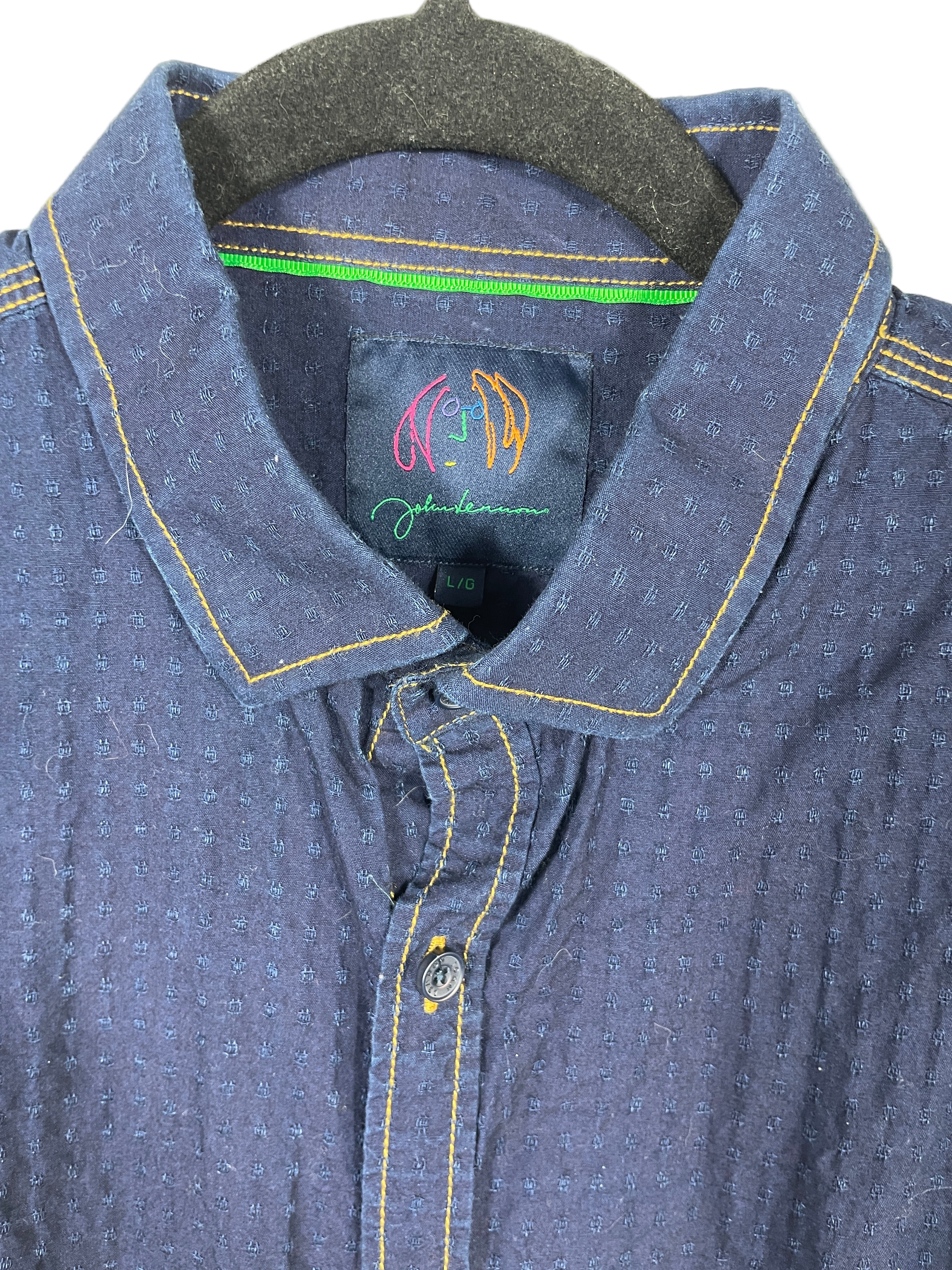 John Lennon shirt collar and branding