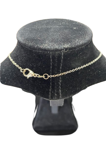 Back view of necklace showing 925 stamped sterling silver chain and lobster clasp