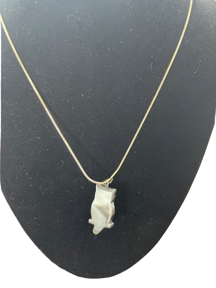 Dark grey owl pendant necklace back view