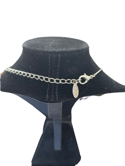Back view of EBEN necklace clasp and extender chain with brand tag
