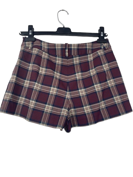 Back view of Zara plaid skort showing high-waisted fit.